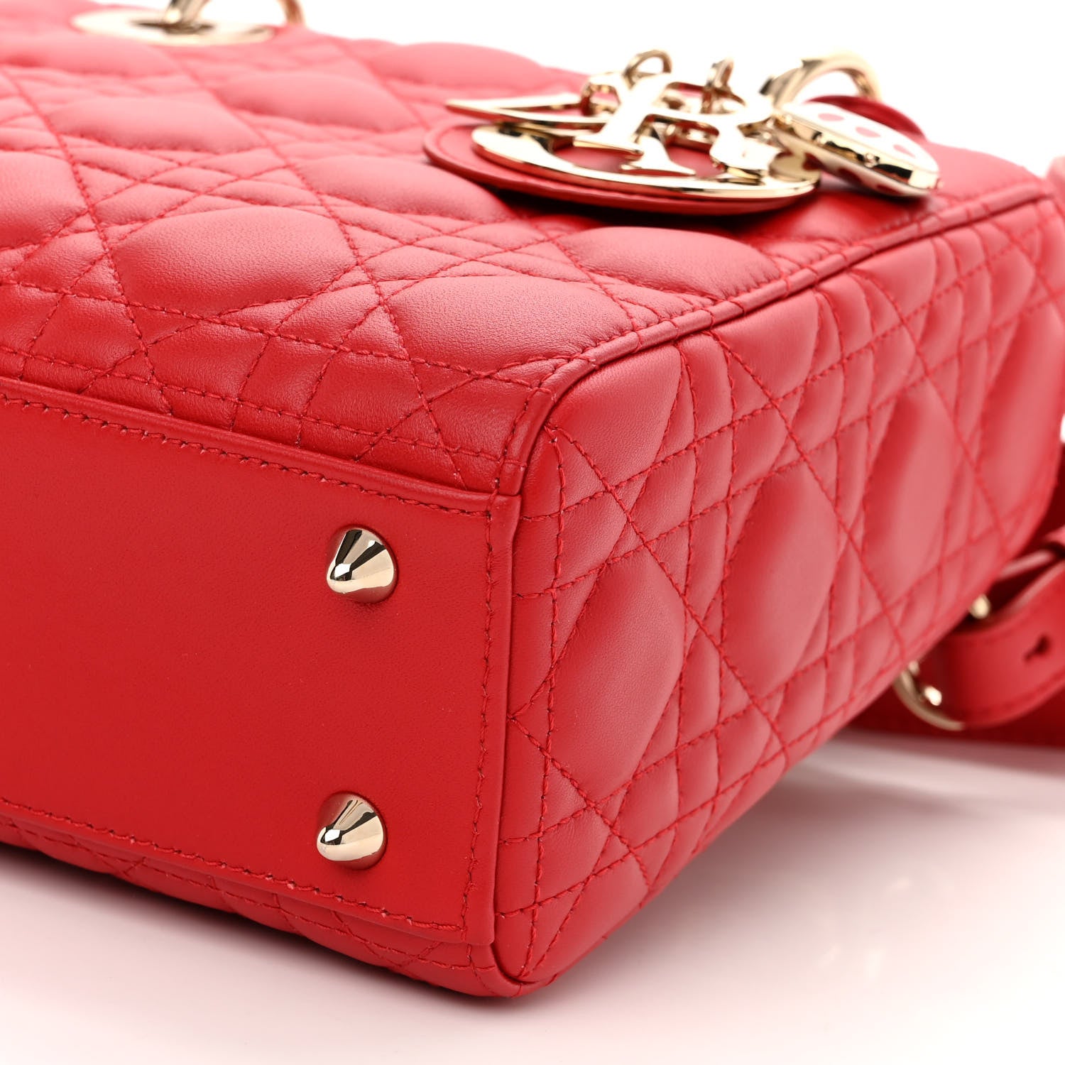 Christian Dior Lambskin Cannage Small My ABCDior Lady Dior Red 9 of 9
