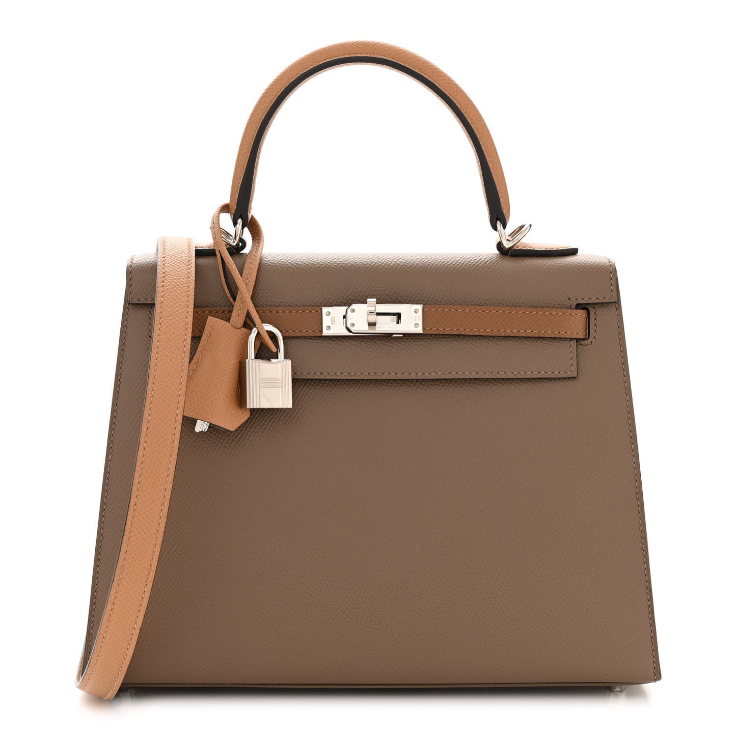 Epsom Tri-Color Kelly Sellier 25 Etoupe Alezan Biscuit