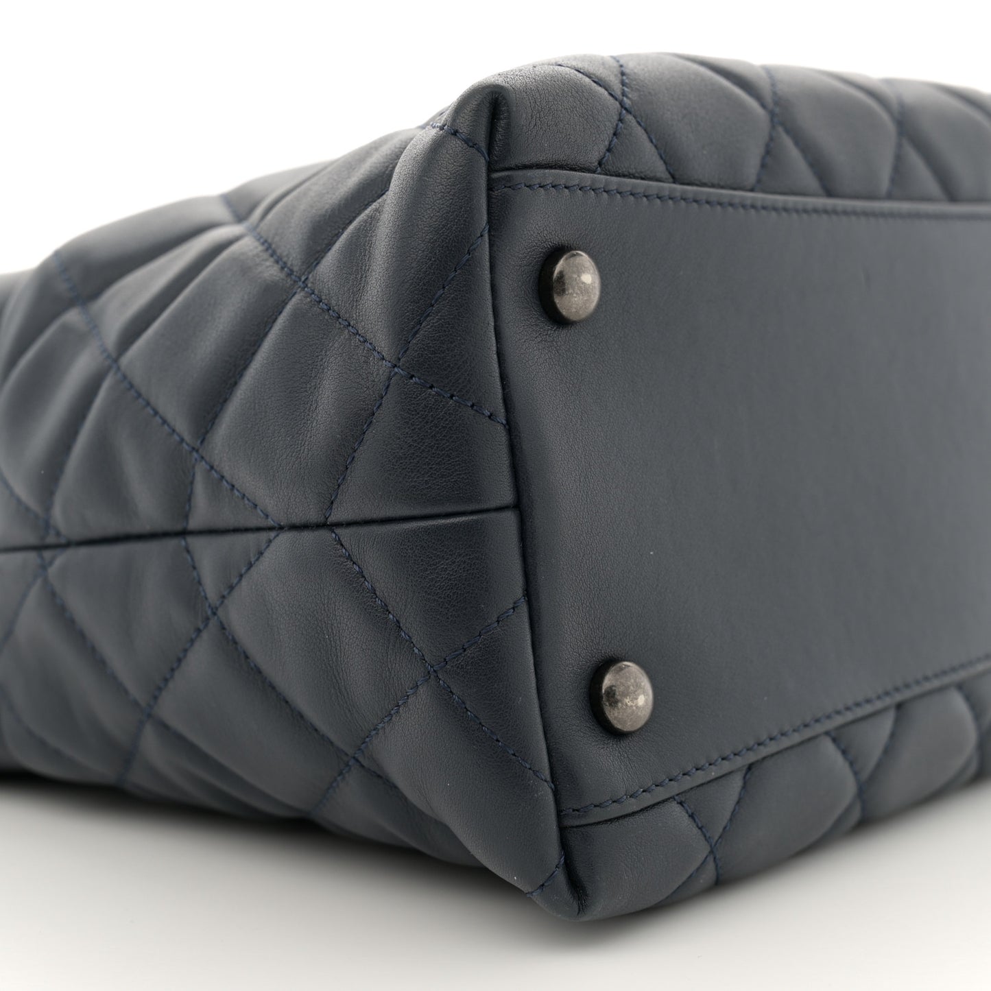 Calfskin Tweed Quilted Small Tote Navy Multicolor