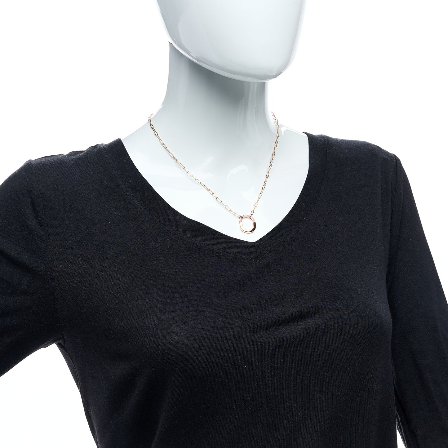 18K Rose Gold Pink Sapphire Small Lock Pendant Necklace