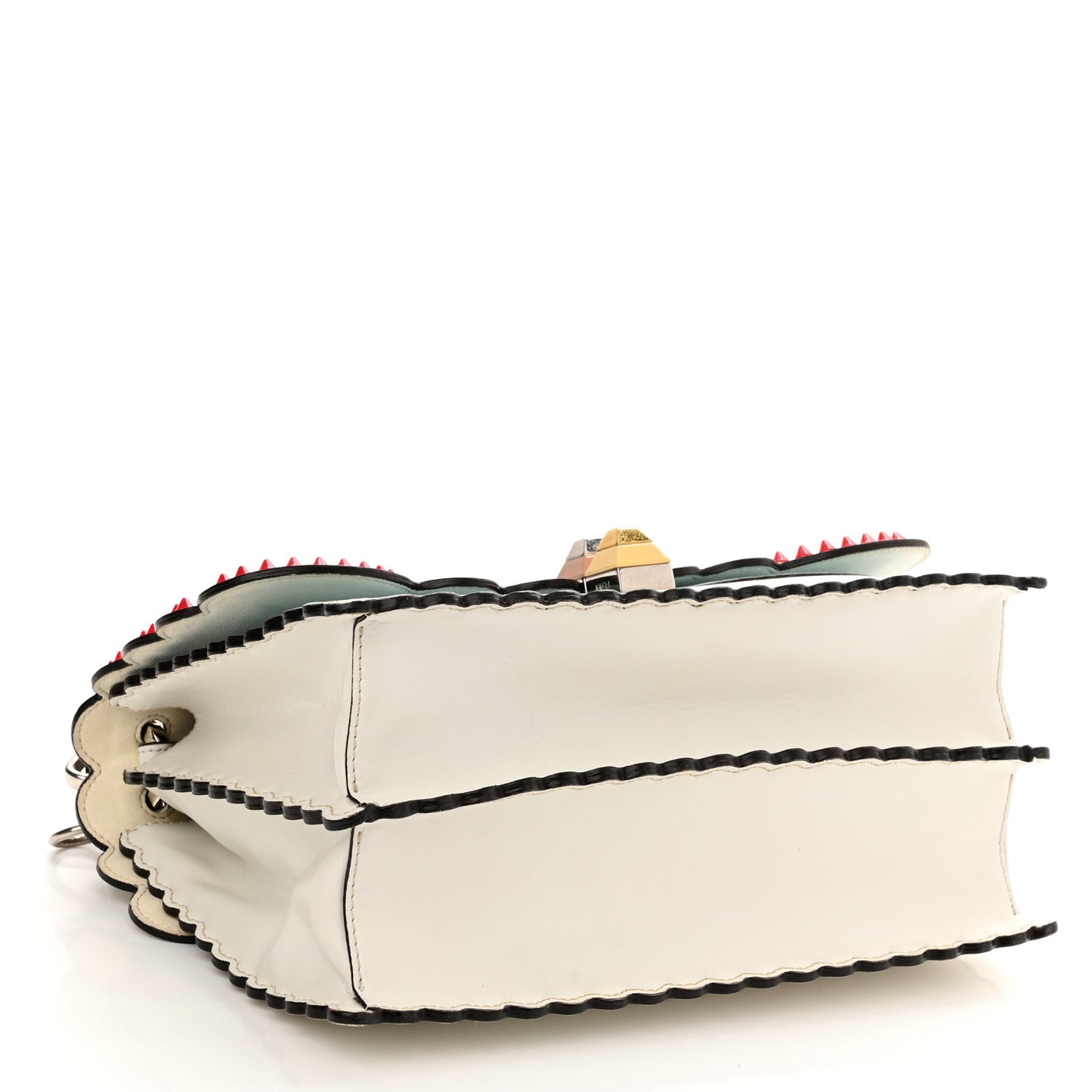 Vitello Liberty Scalloped Studded Flowers and Bows Kan I Shoulder Bag White Multicolor