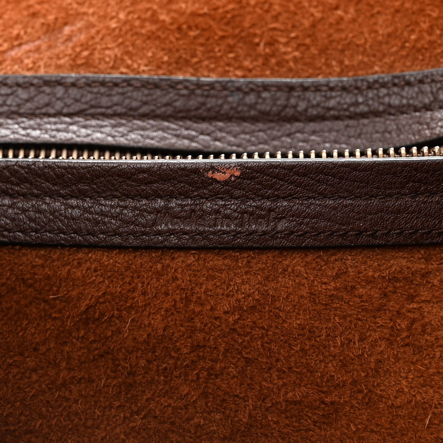 Shiny Grained Calfskin Medium Phantom Luggage Brown