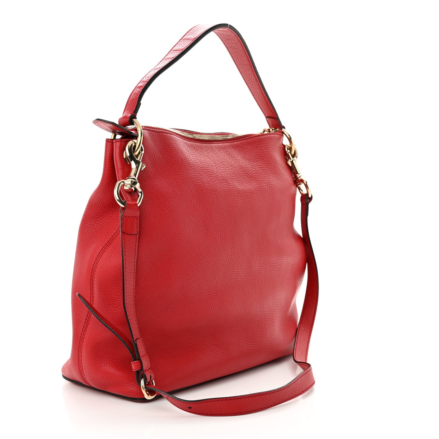 Pebbled Calfskin Large Soho Hobo Tabasco Red
