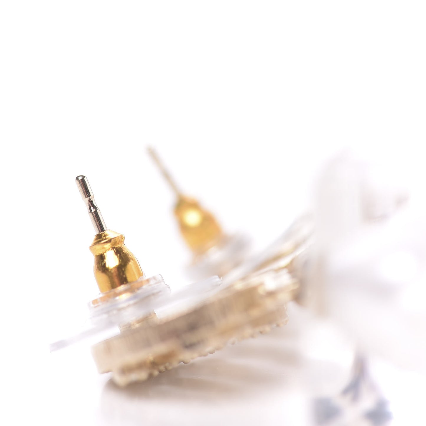 Crystal Lucite Pearl CC Drop Earrings Gold