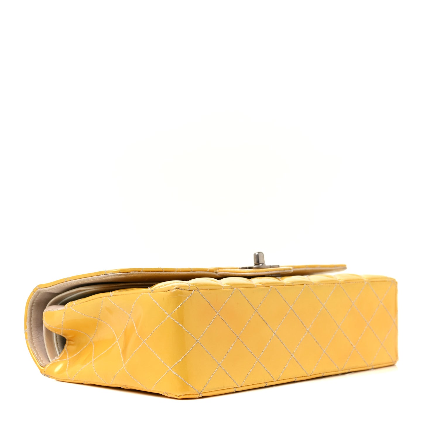 Patent Quilted Medium Double Flap Yellow