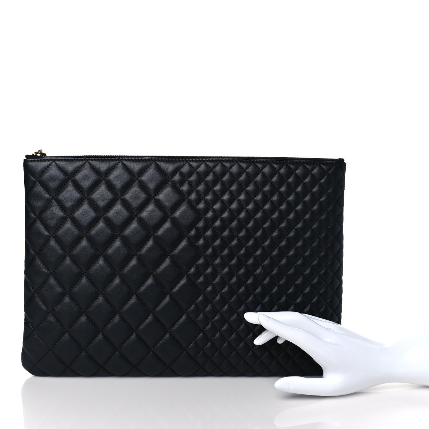Lambskin Bi Quilted Large Cosmetic Case Black