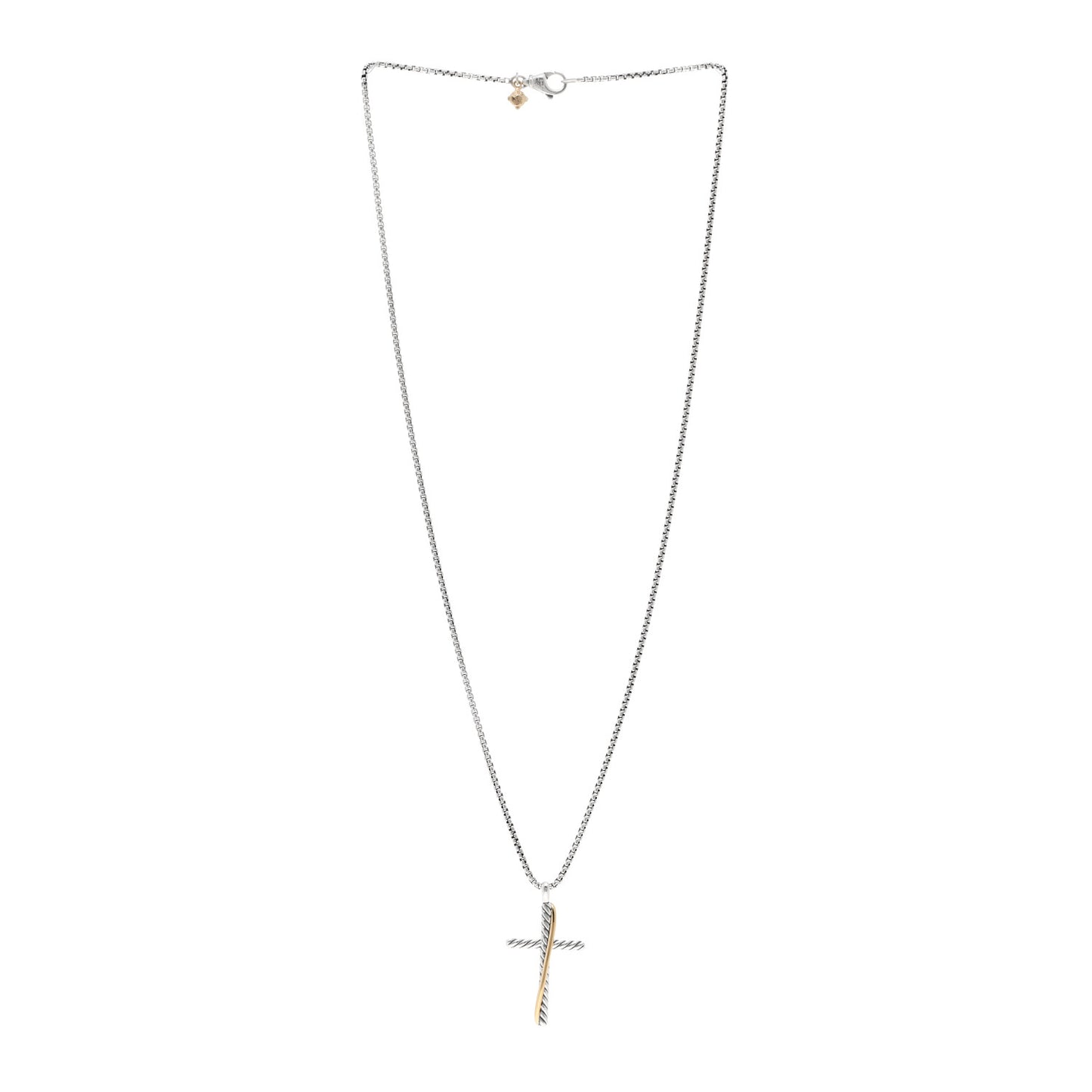 Sterling Silver 18K Yellow Gold 35mm Crossover Cross Necklace