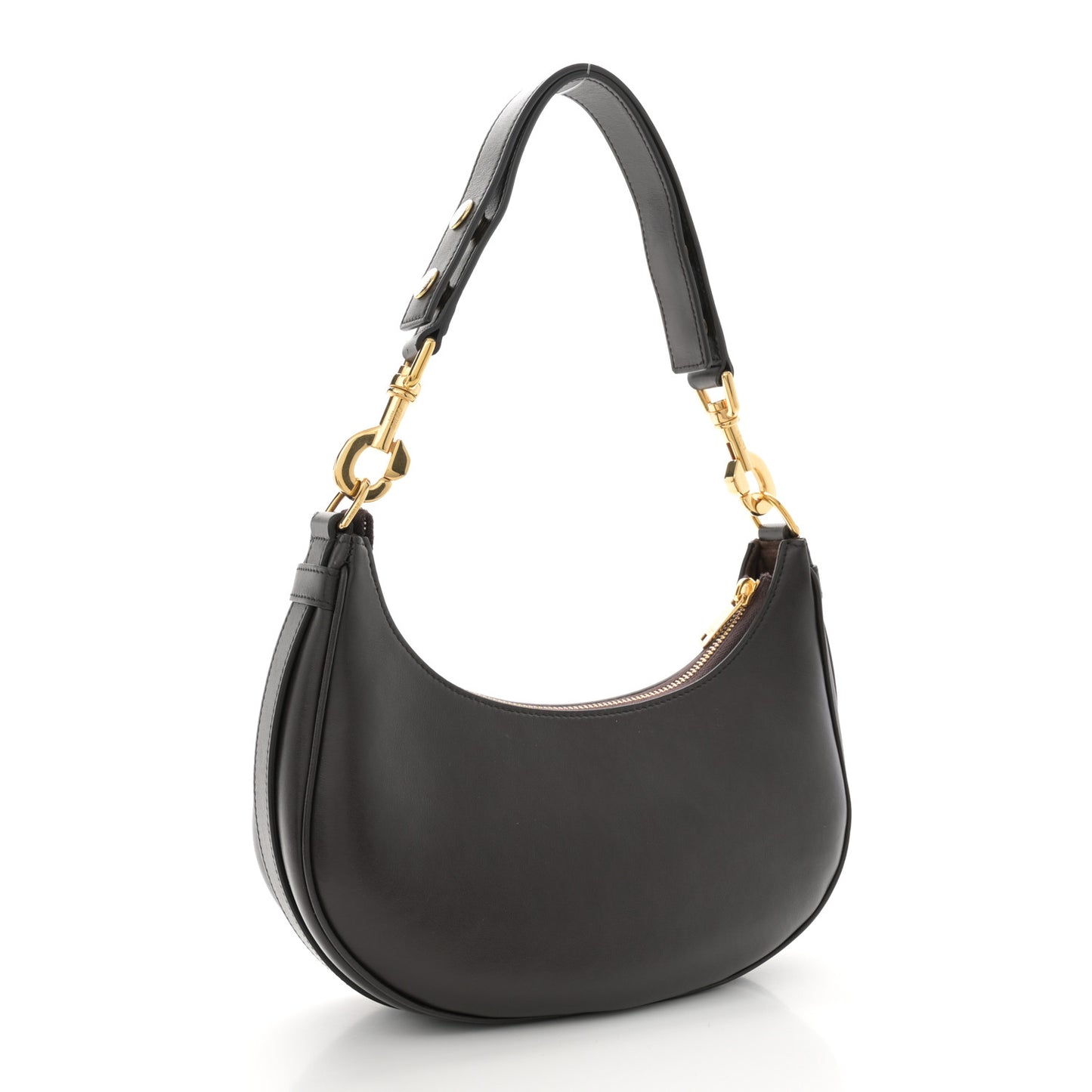 Smooth Calfskin Medium Strap Ava Shoulder Bag Dark Brown