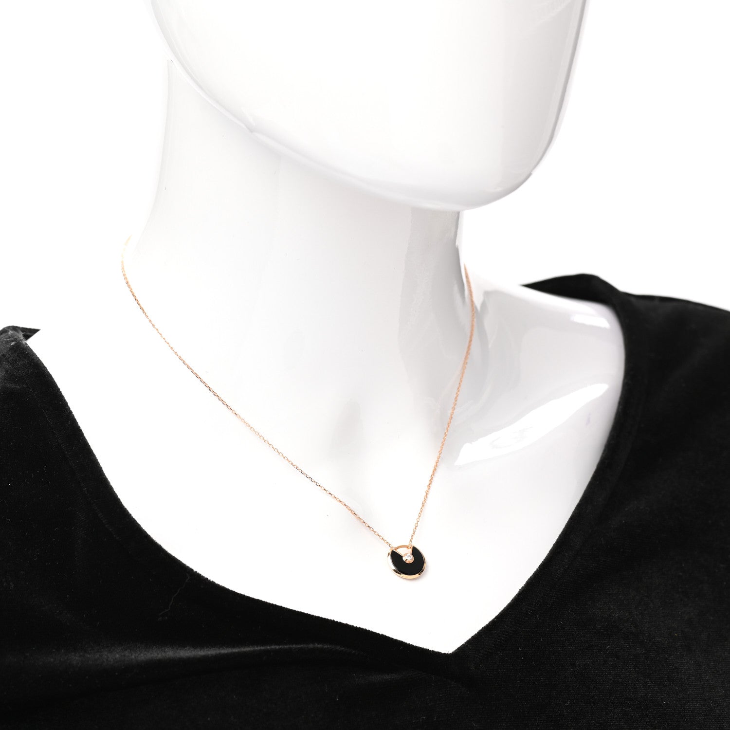 Cartier 18K Pink Gold Diamond Black Onyx XS Amulette de Cartier Pendant Necklace 2 of 5