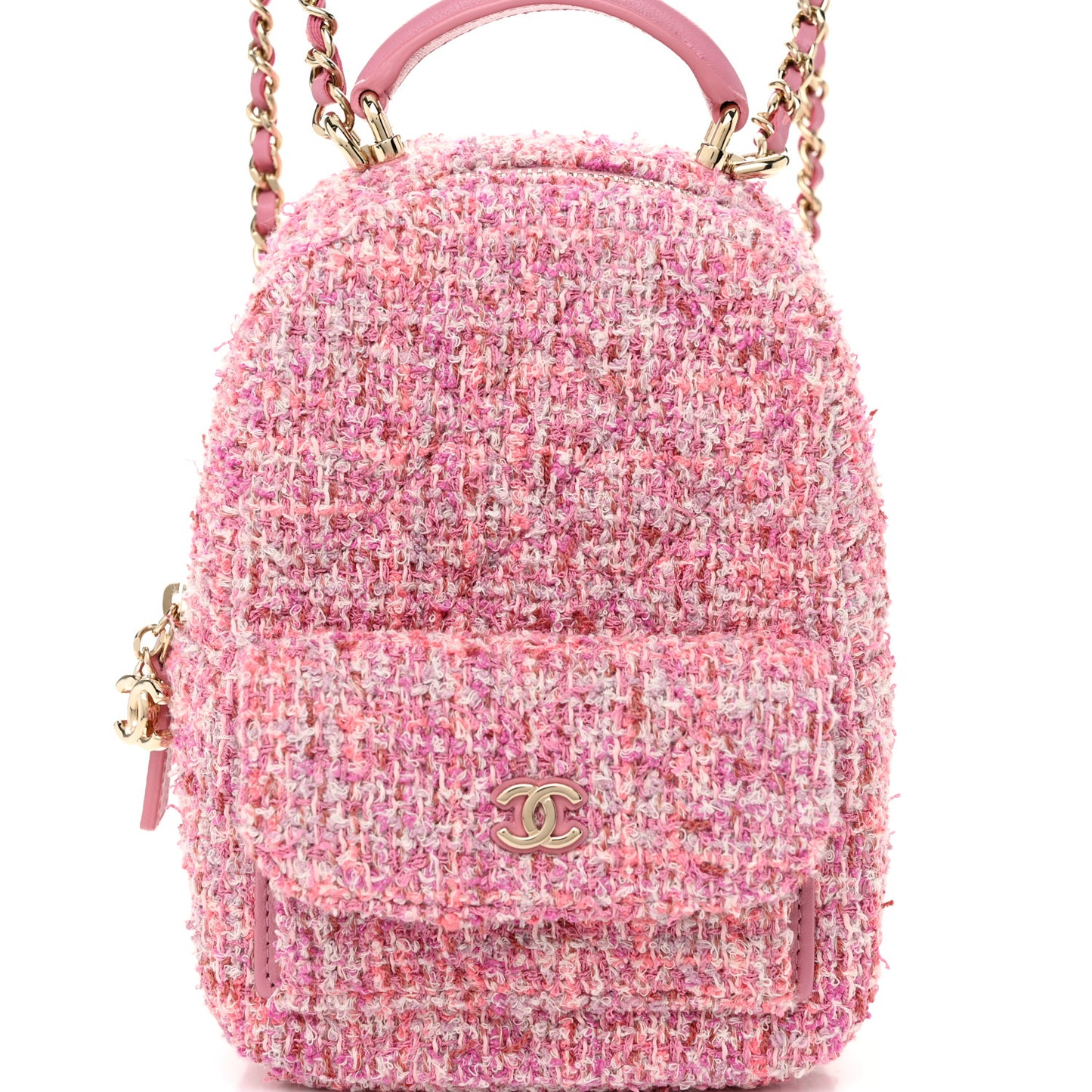Tweed Quilted CC Mini Classic Backpack Pink