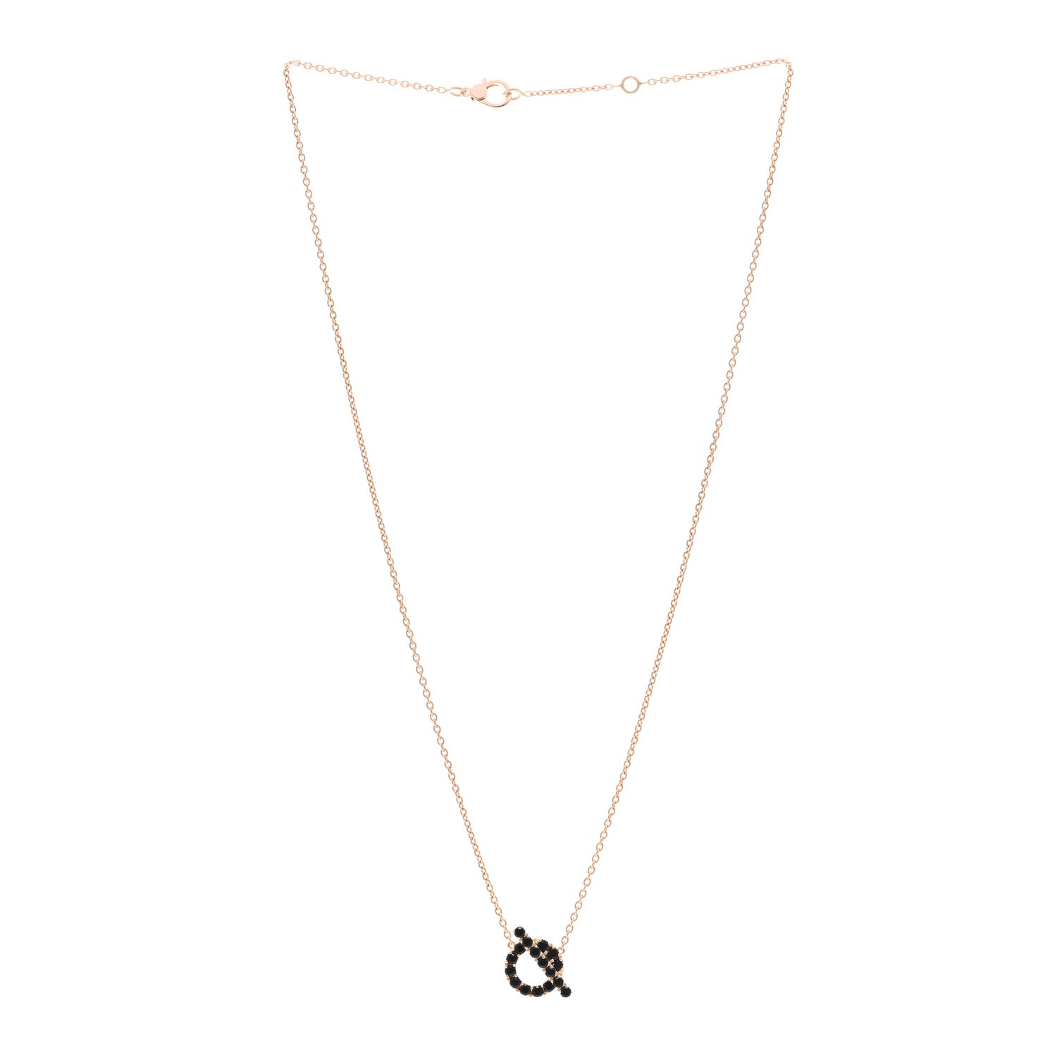 Hermes 18K Rose Gold Black Spinel Finesse Pendant Necklace 3 of 5