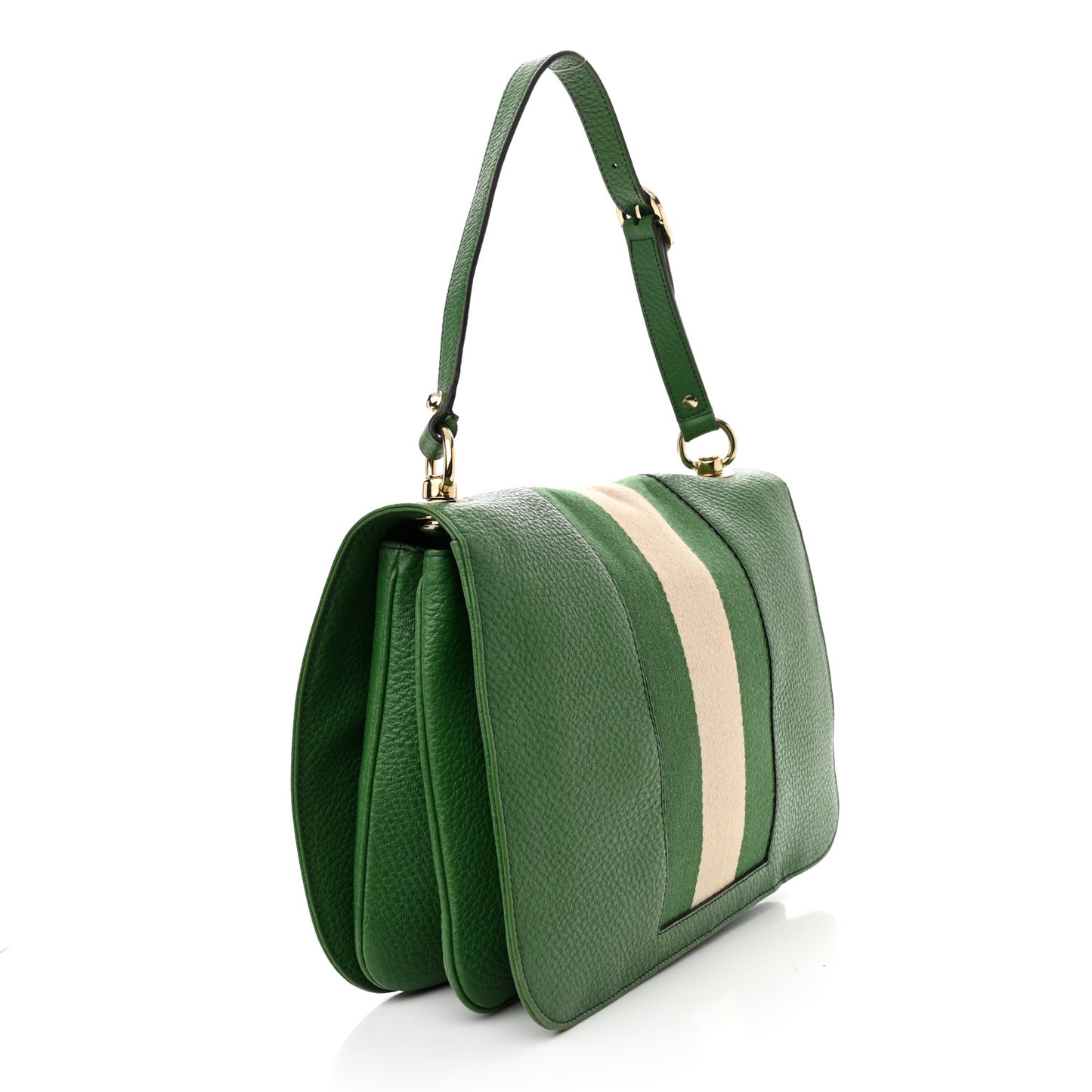 Pebbled Calfskin Web Blondie Hobo Green