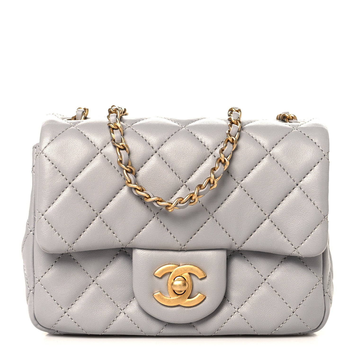 Chanel Lambskin Quilted Mini Pearl Crush Flap Light Grey 1840287