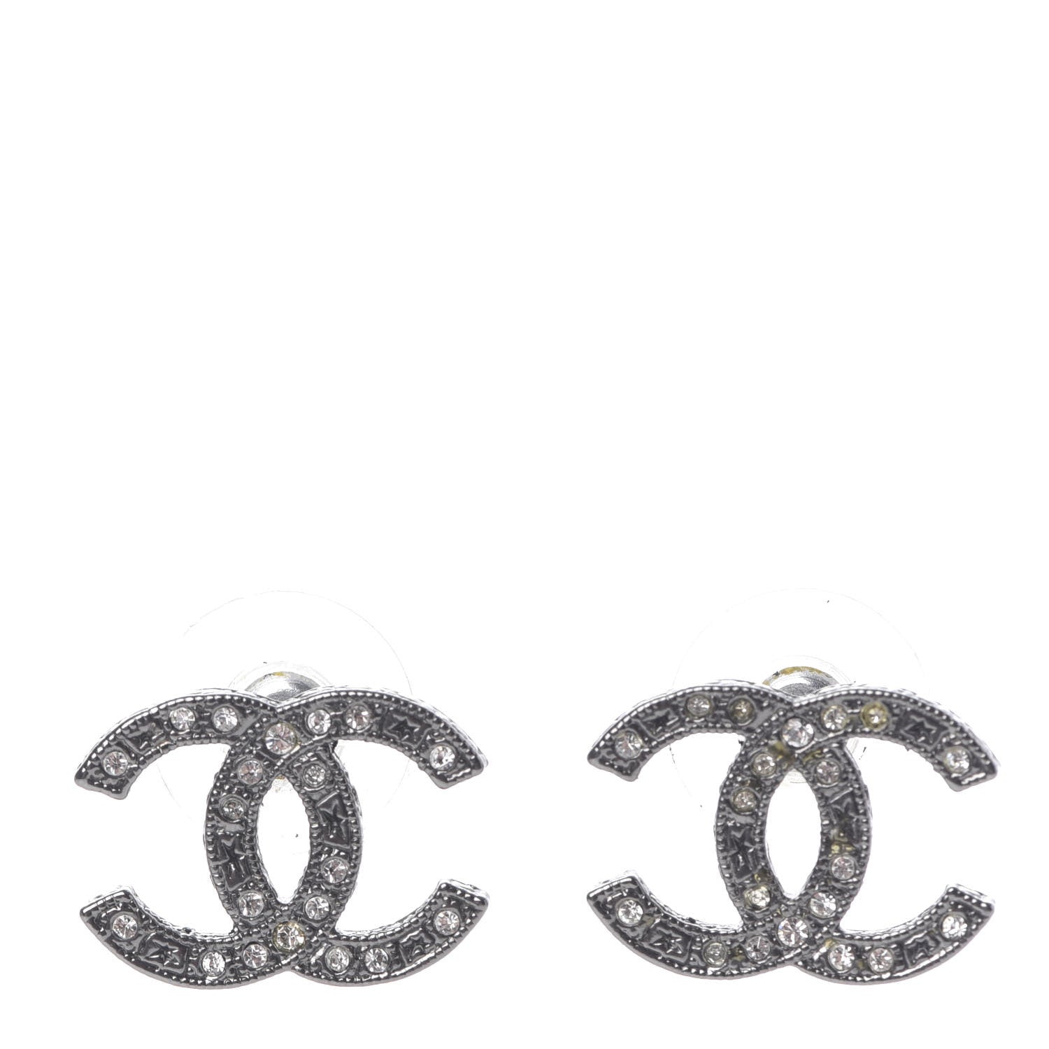 Chanel Ruthenium Crystal CC Earrings 1 of 4