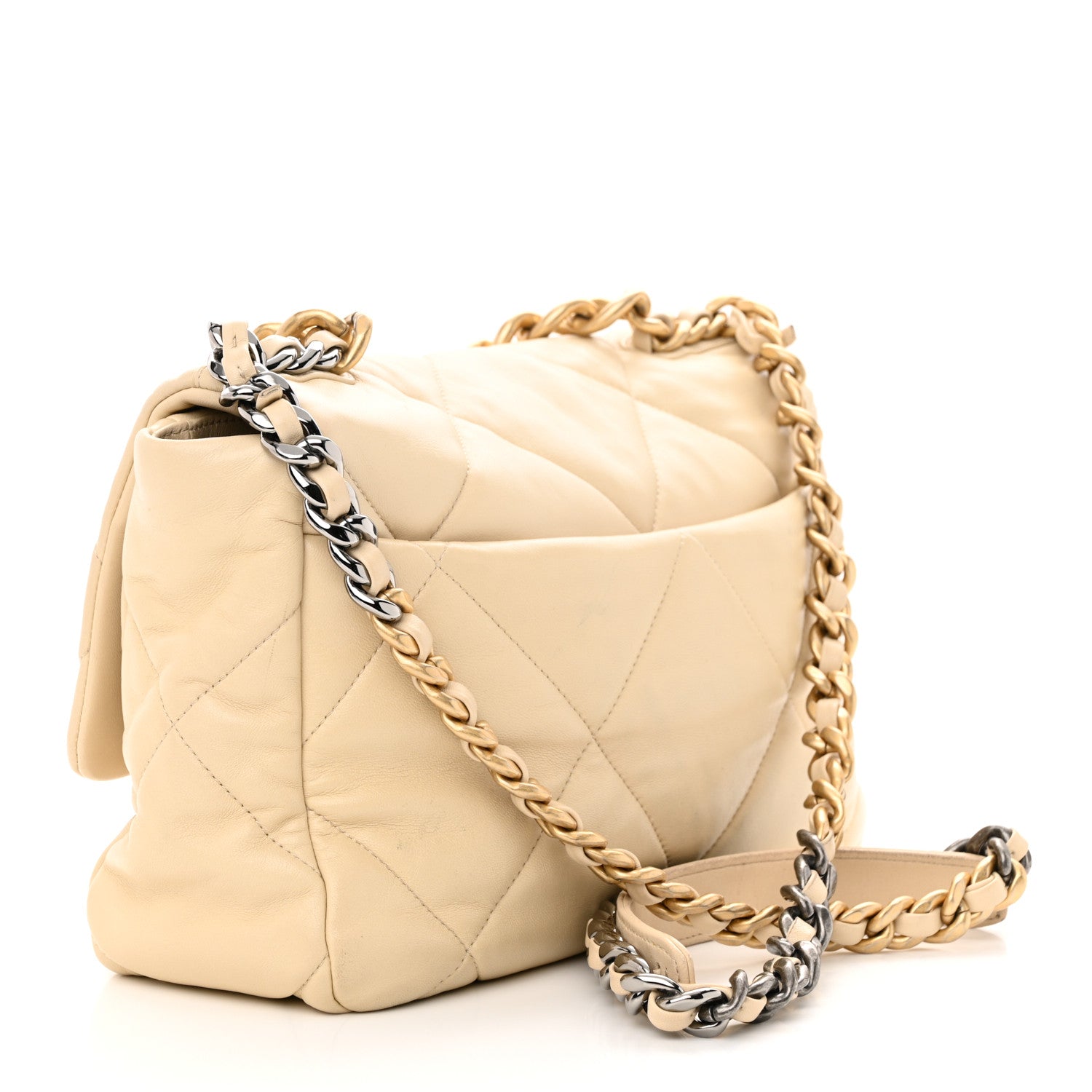 Chanel Lambskin Quilted Large Chanel 19 Flap Beige 2 of 14
