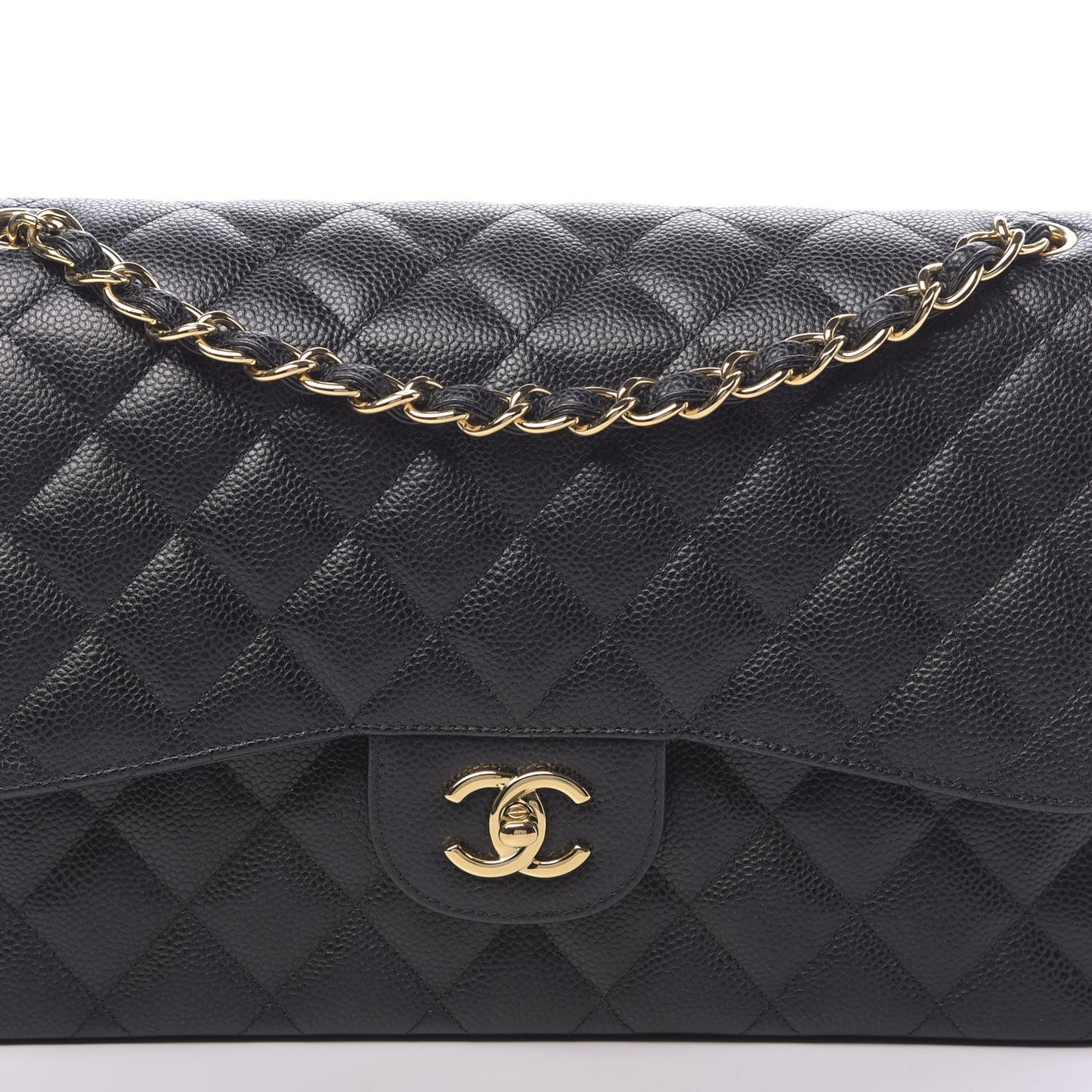 Caviar Quilted Jumbo Double Flap Black