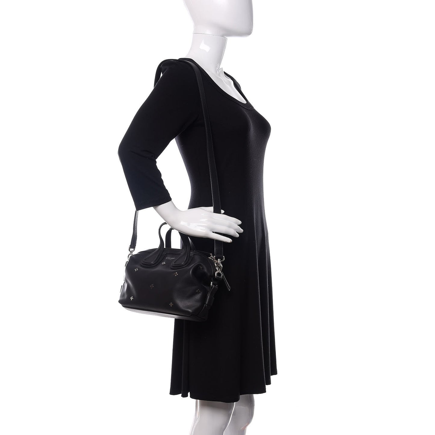 Waxed Calfskin Micro Metal Cross Nightingale Black