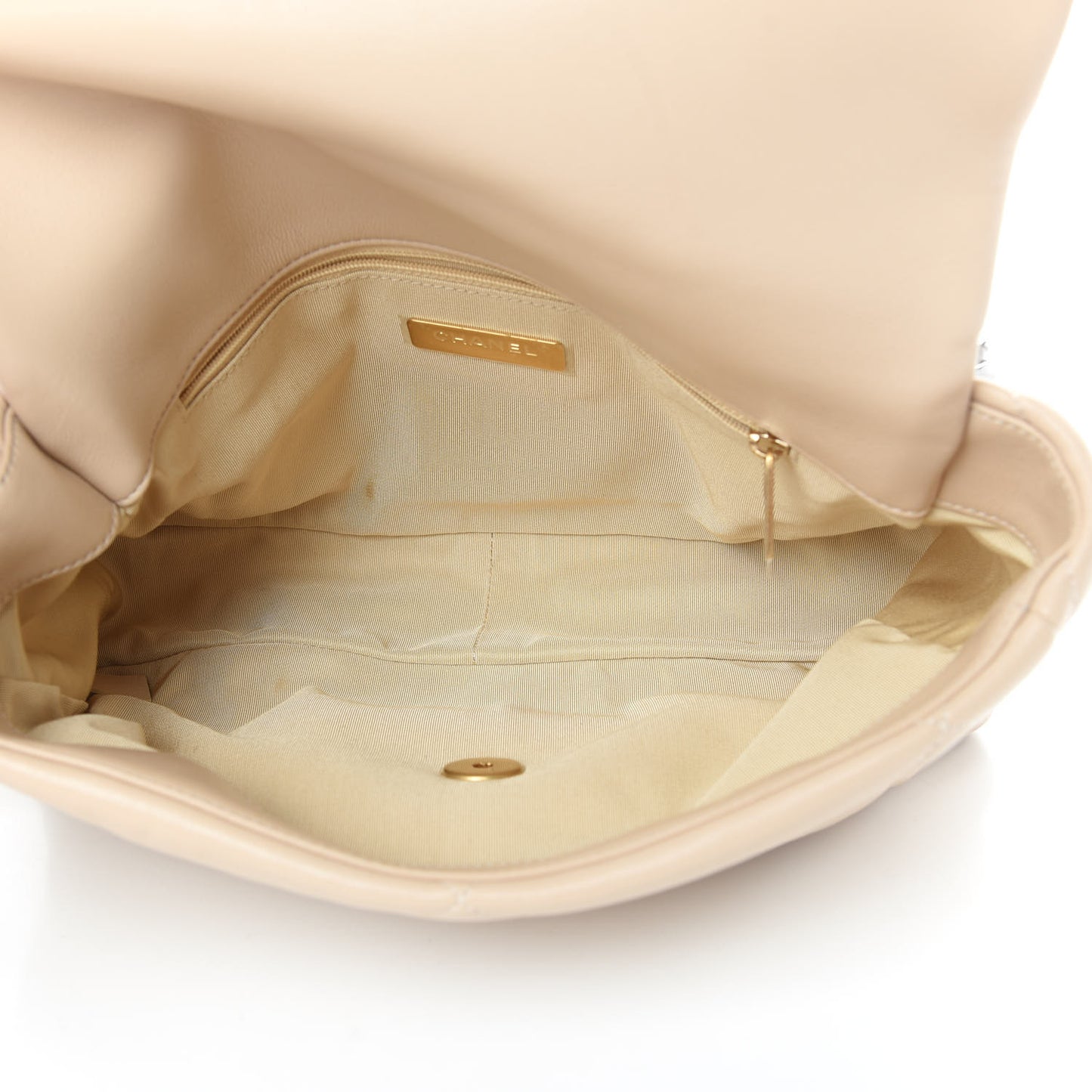 Lambskin Quilted Large 19 Flap Beige