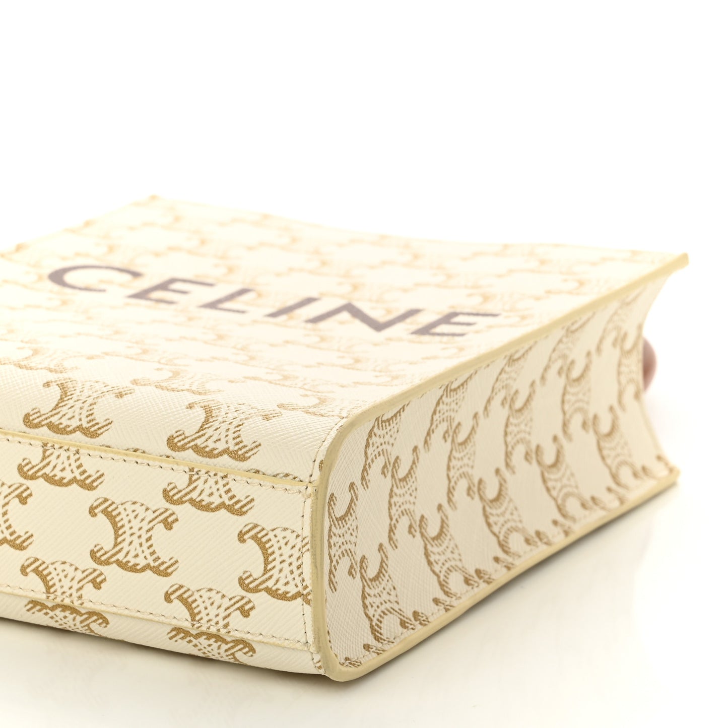 Triomphe Canvas Calfskin Mini Vertical Cabas White