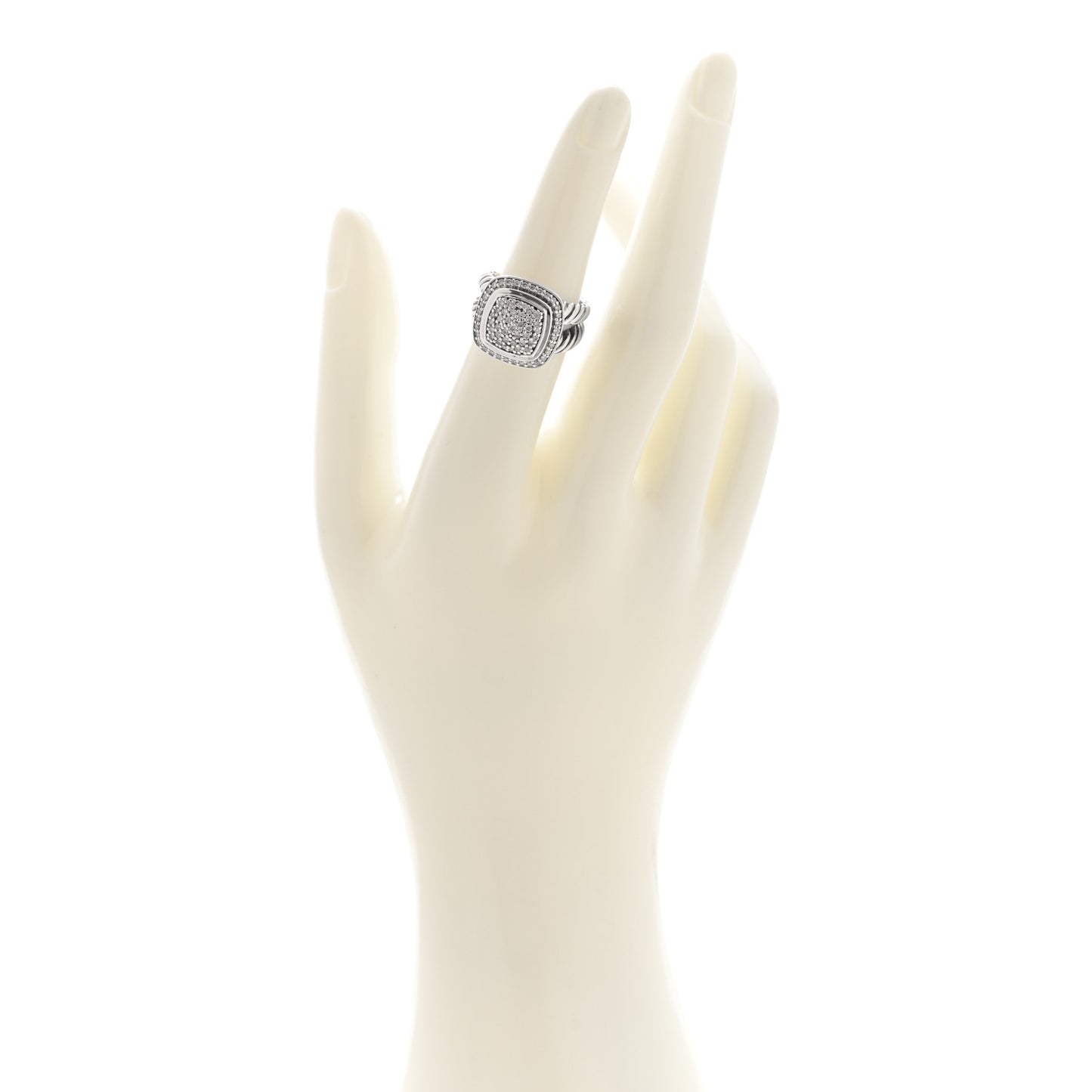 Sterling Silver Diamond 11mm Albion Pave Ring 53 6.25