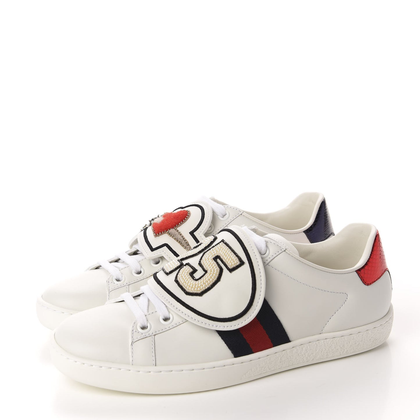 Calfskin Ayers Web Dagger Embroidered Womens Ace Sneakers 35.5 White