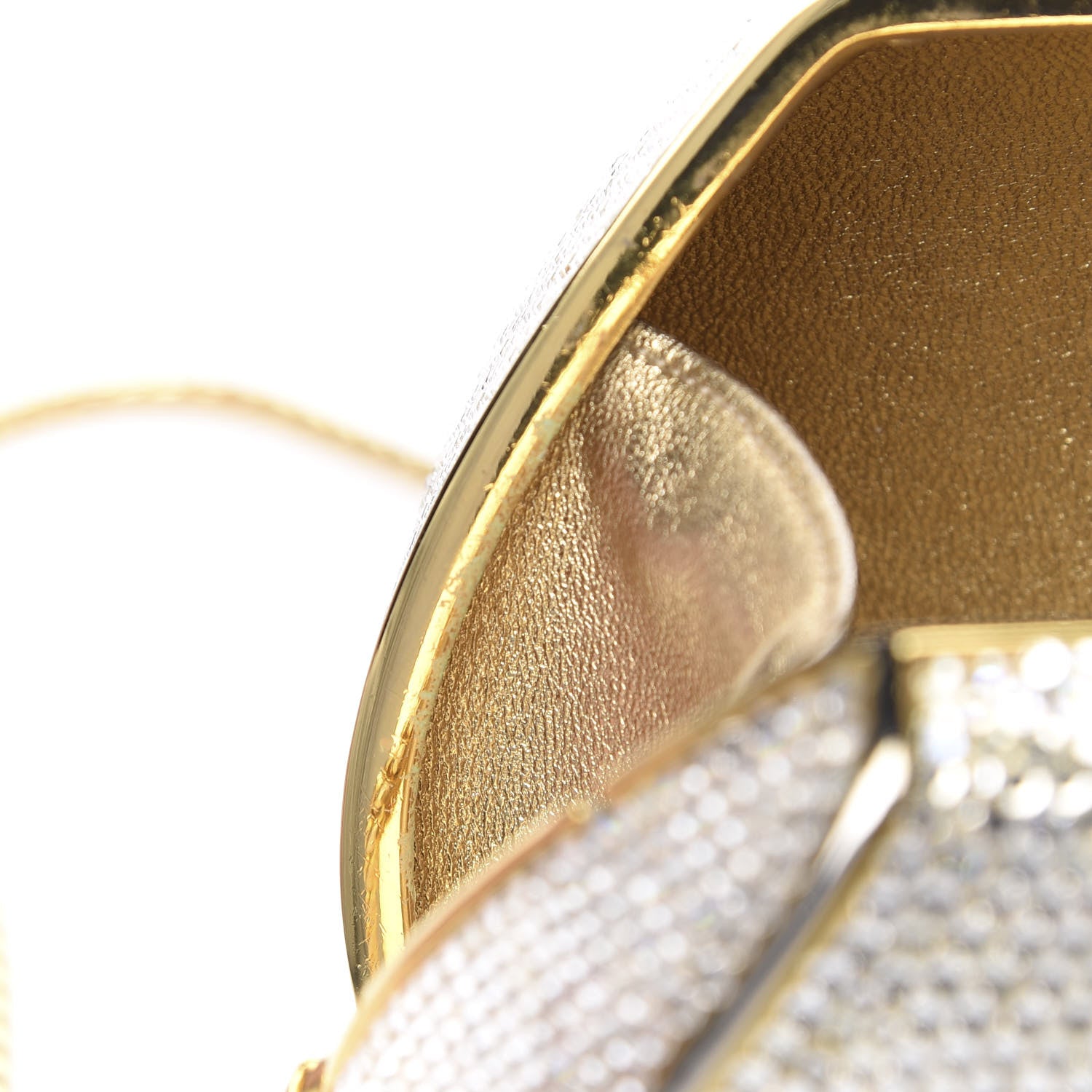 Judith Leiber Swarovski Crystal Minaudiere Clutch Gold Silver 15 of 19