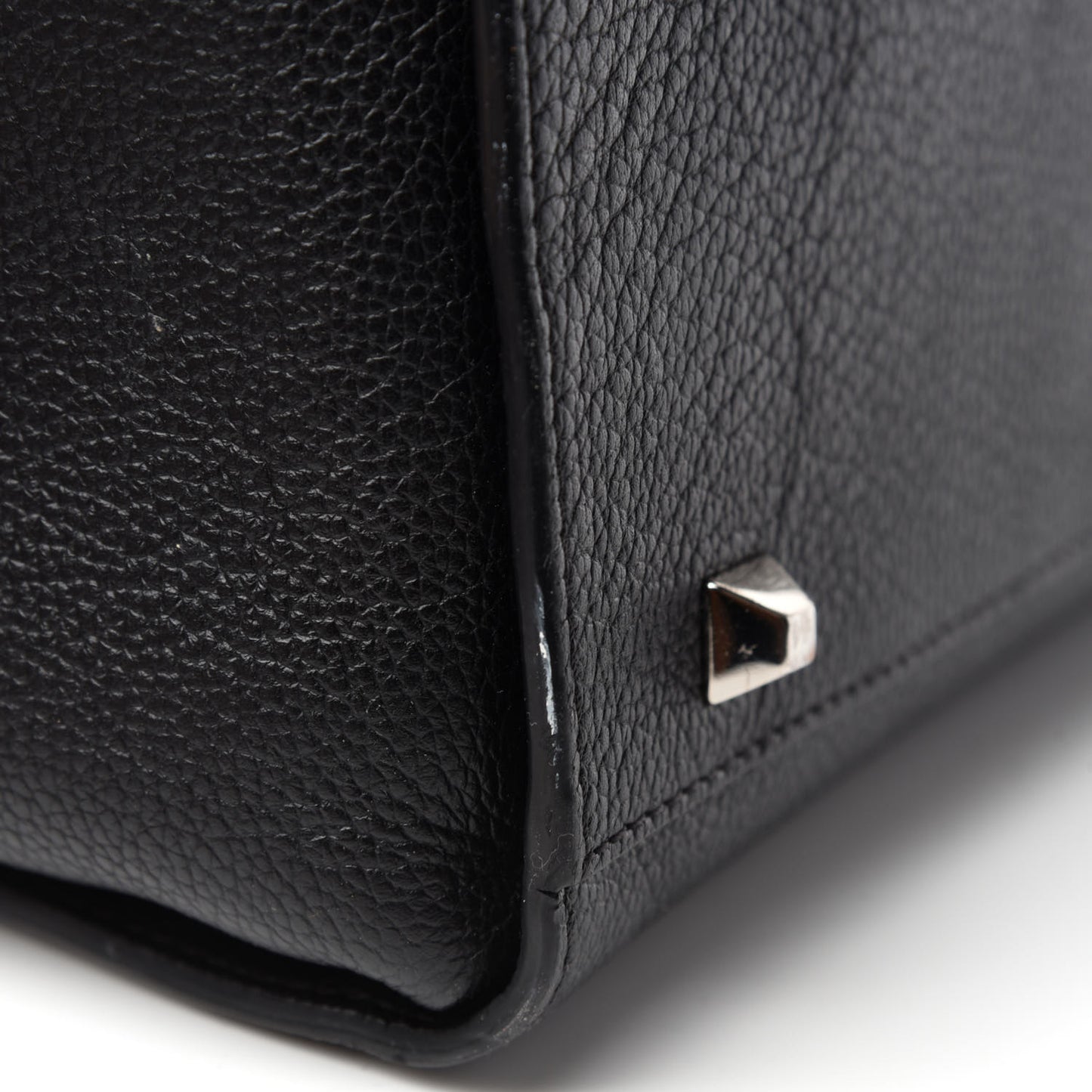 Grained Calfskin Large Catherine Studs Tote Black