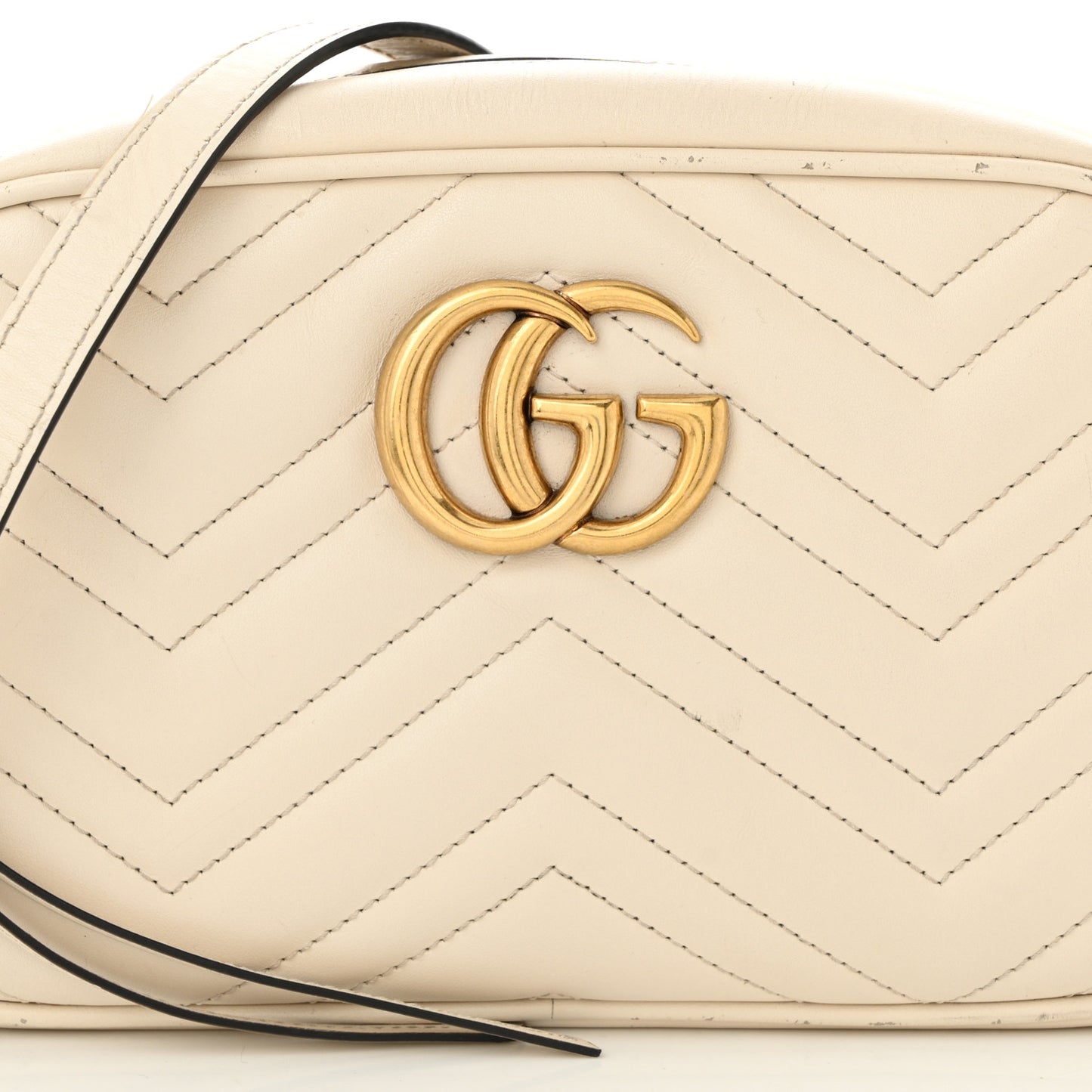 Calfskin Matelasse Small GG Marmont Chain Shoulder Bag White