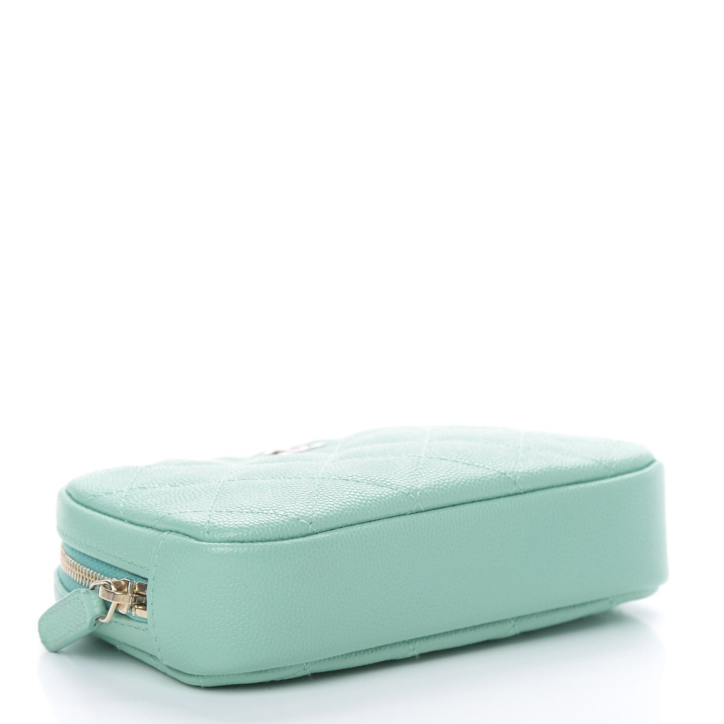 Caviar Quilted Small Curvy Pouch Cosmetic Case Light Blue