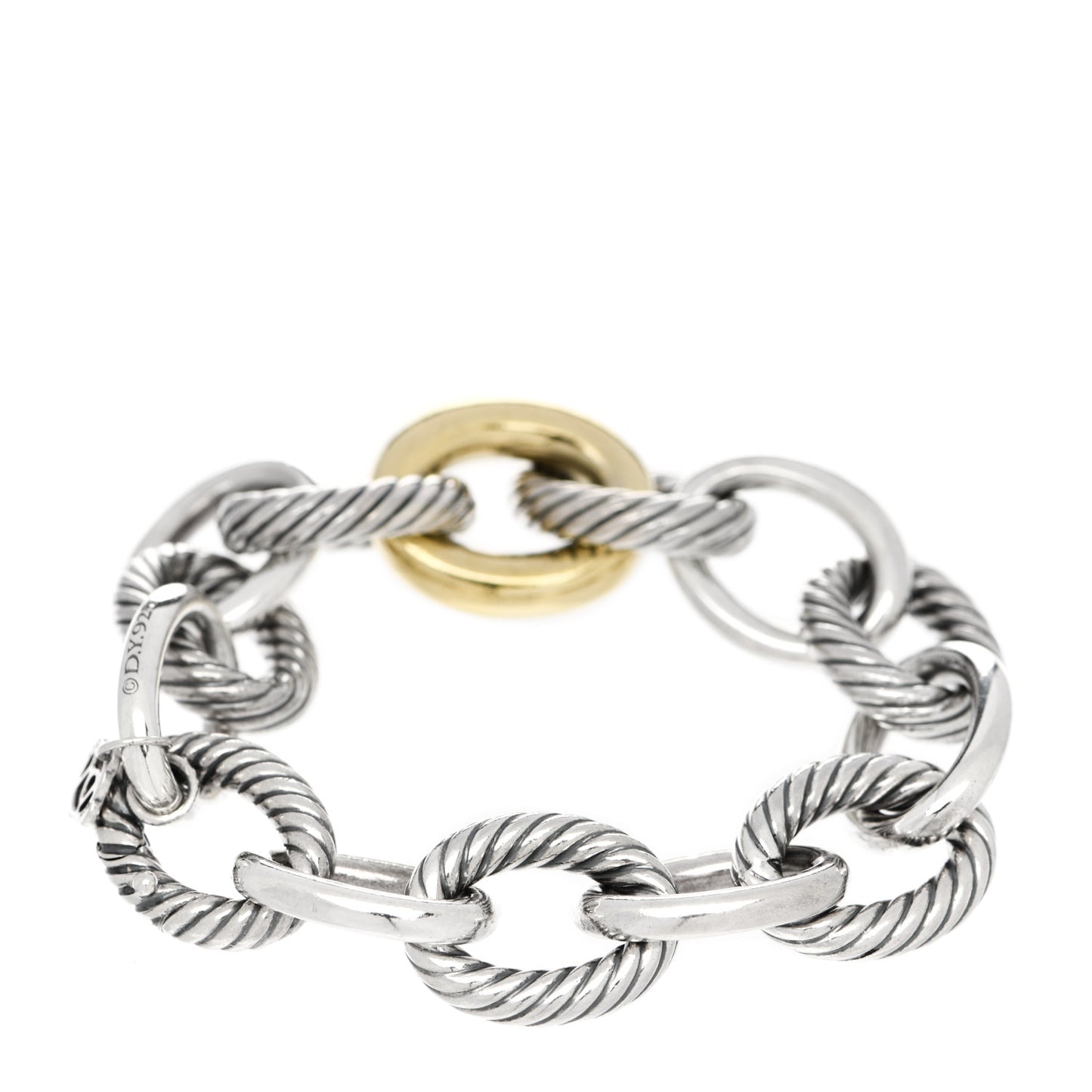 Sterling Silver 18K Yellow Gold 19mm Extra Large Oval Link Bracelet