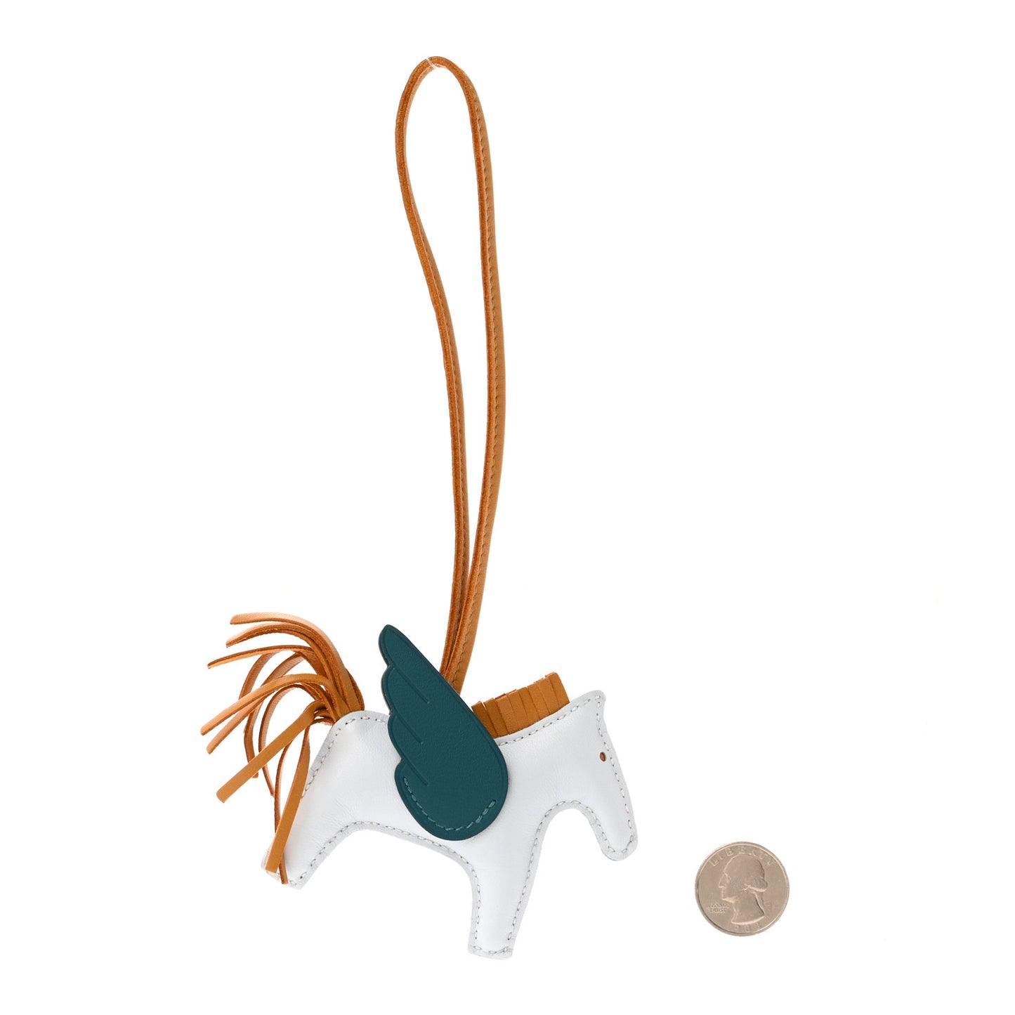 Milo Lambskin Grigri Rodeo Pegase Horse Bag Charm PM Bleu Brume Sesame Vert Bosphore