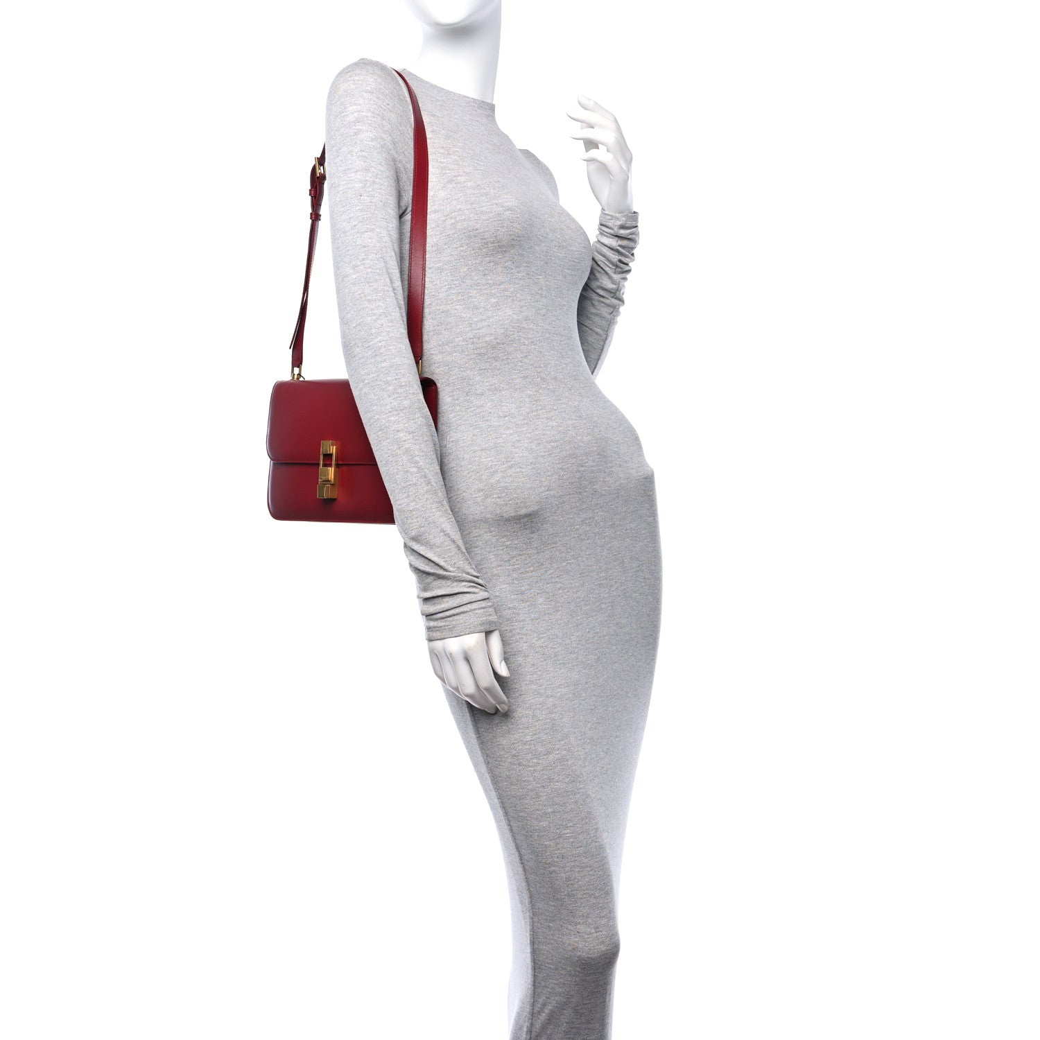 Saint Laurent Box Calfskin Le Carre Satchel Opyum Red 2 of 10