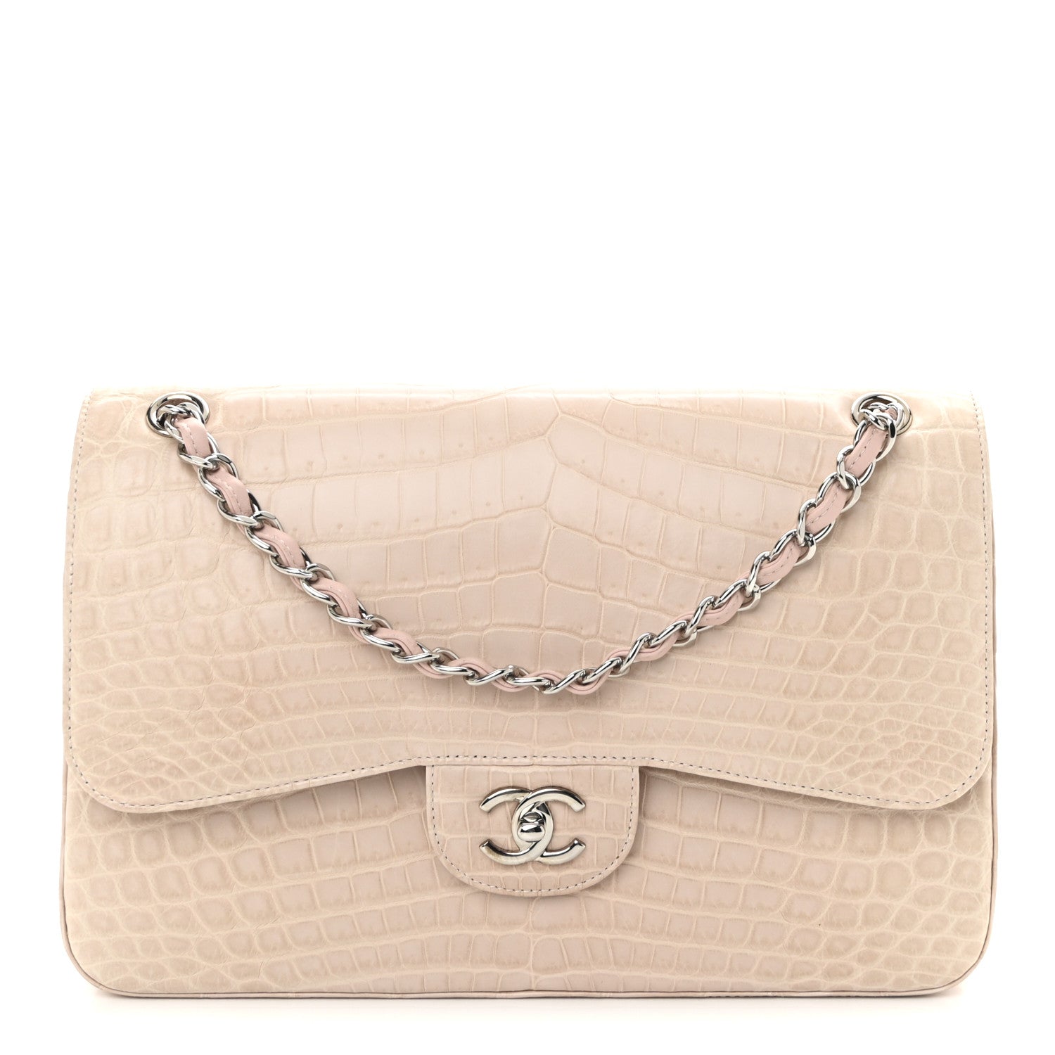 Chanel Alligator Jumbo Double Flap Light Pink 1754144 – FASHIONPHILE