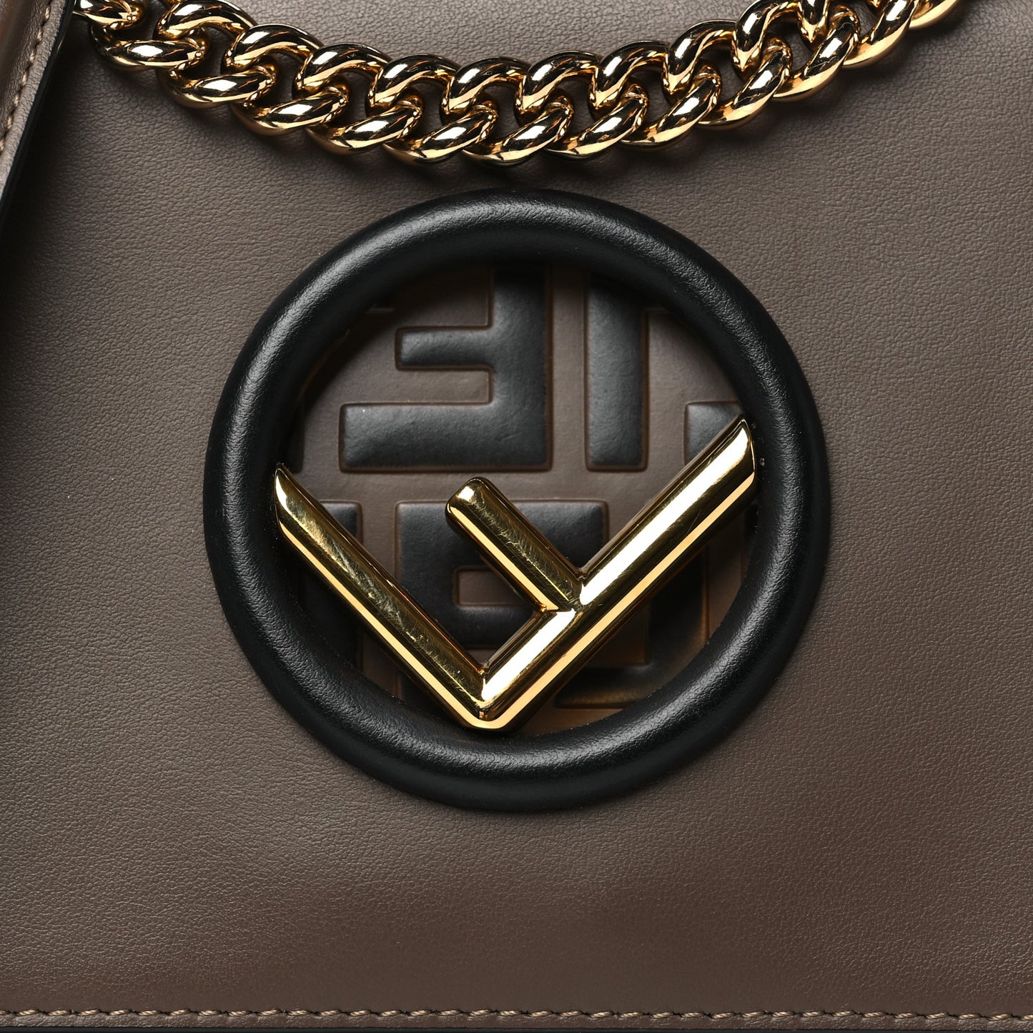 Vitello Century F is Fendi Bi-Color FF 1974 Embossed Small Kan I Shoulder Bag Maya Black