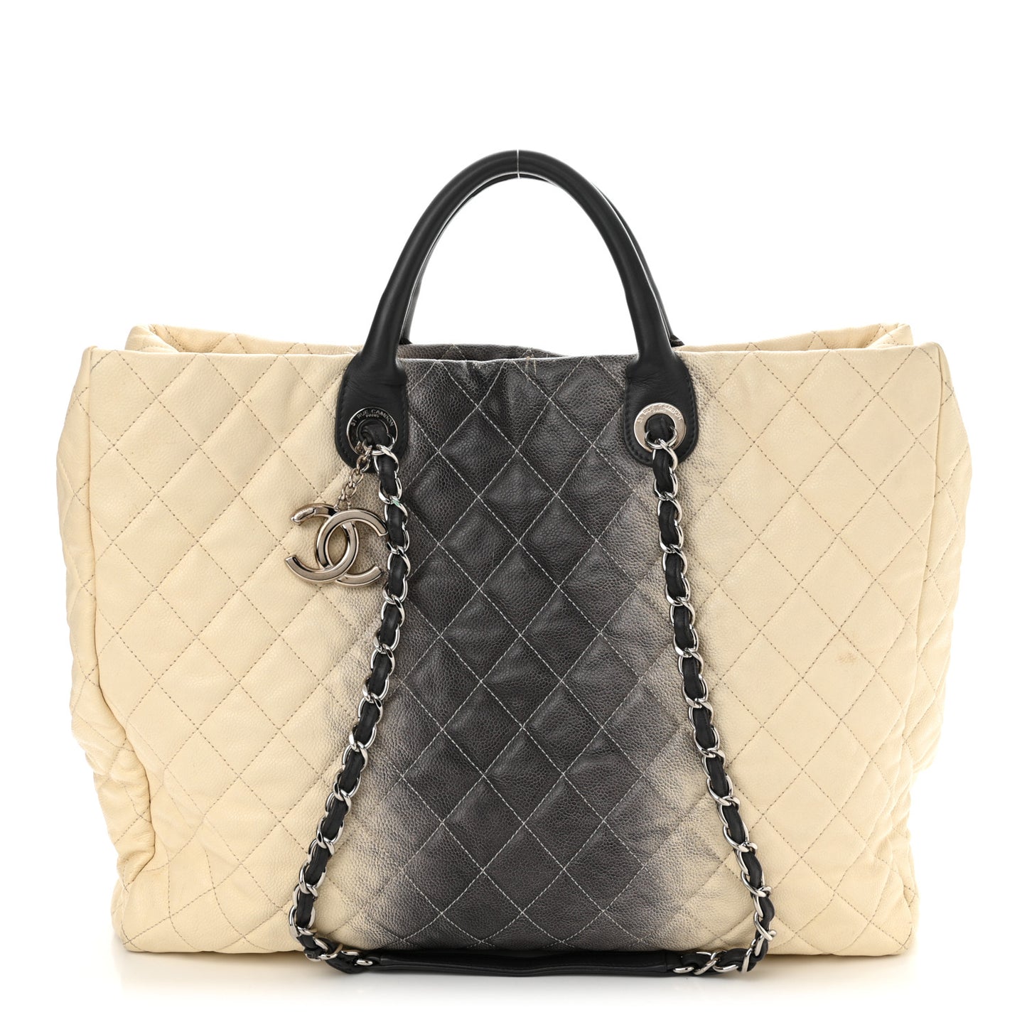 Caviar Ombre Large Shopping Tote White