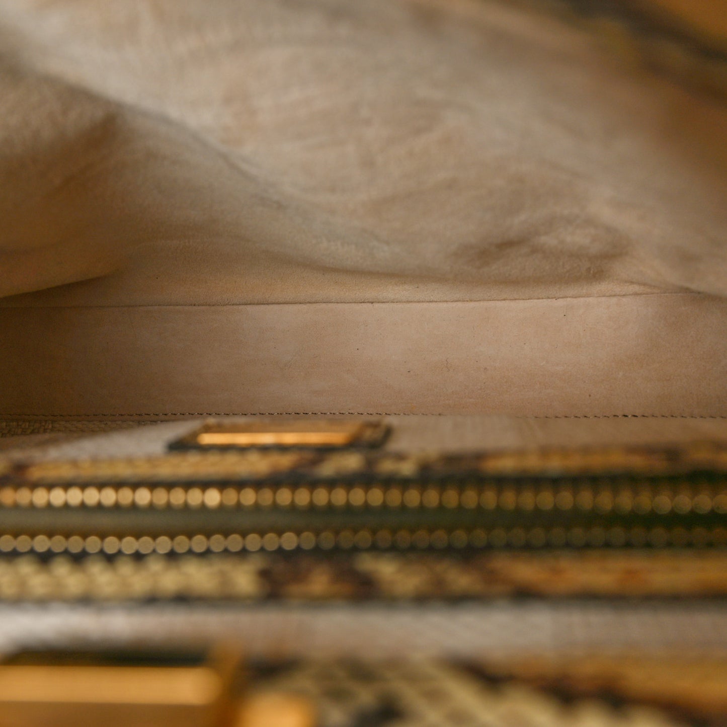 Snakeskin Medium Peekaboo Iconic Satchel Tan