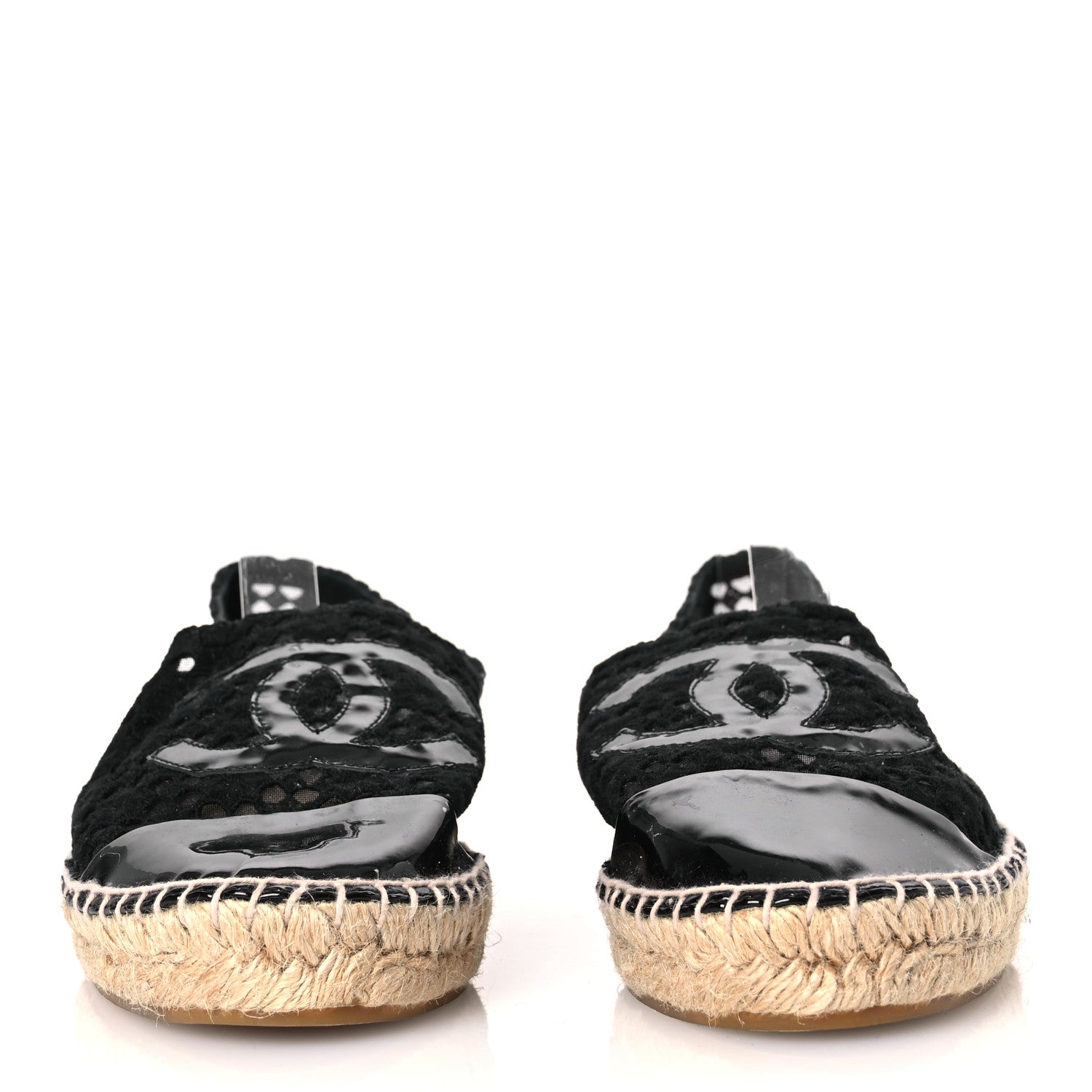 Chanel Lace Patent CC Espadrilles 40 Black 3 of 12
