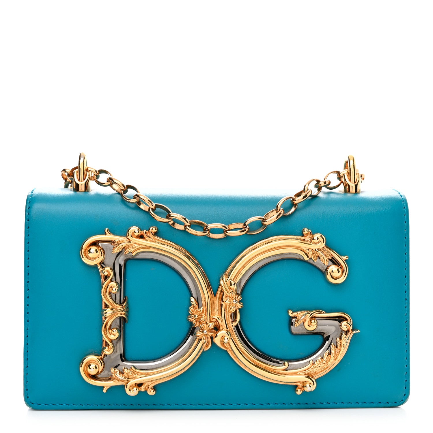 Dolce & Gabbana Nappa DG Girls Phone Shoulder Bag Celeste Mare 1 of 11