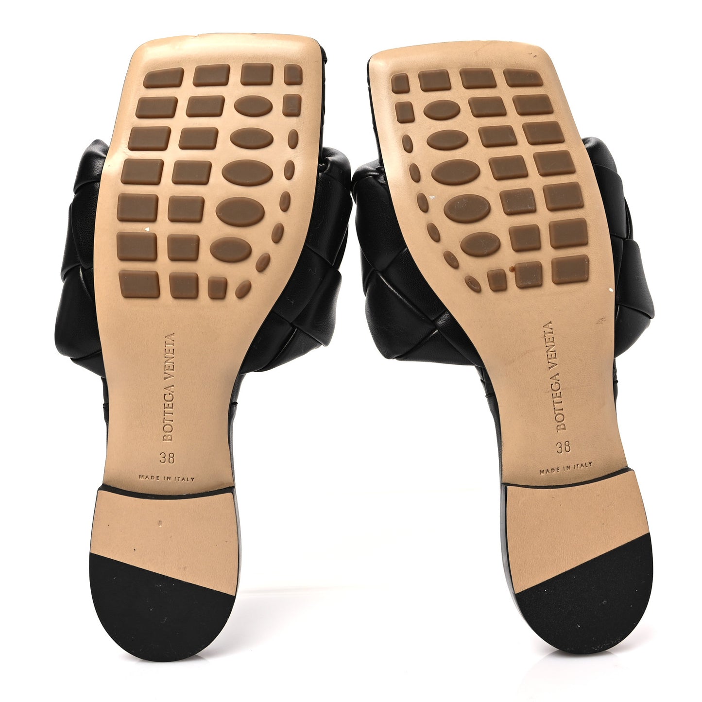 Nappa Maxi Intrecciato Lido Flat Sandals 38 Black