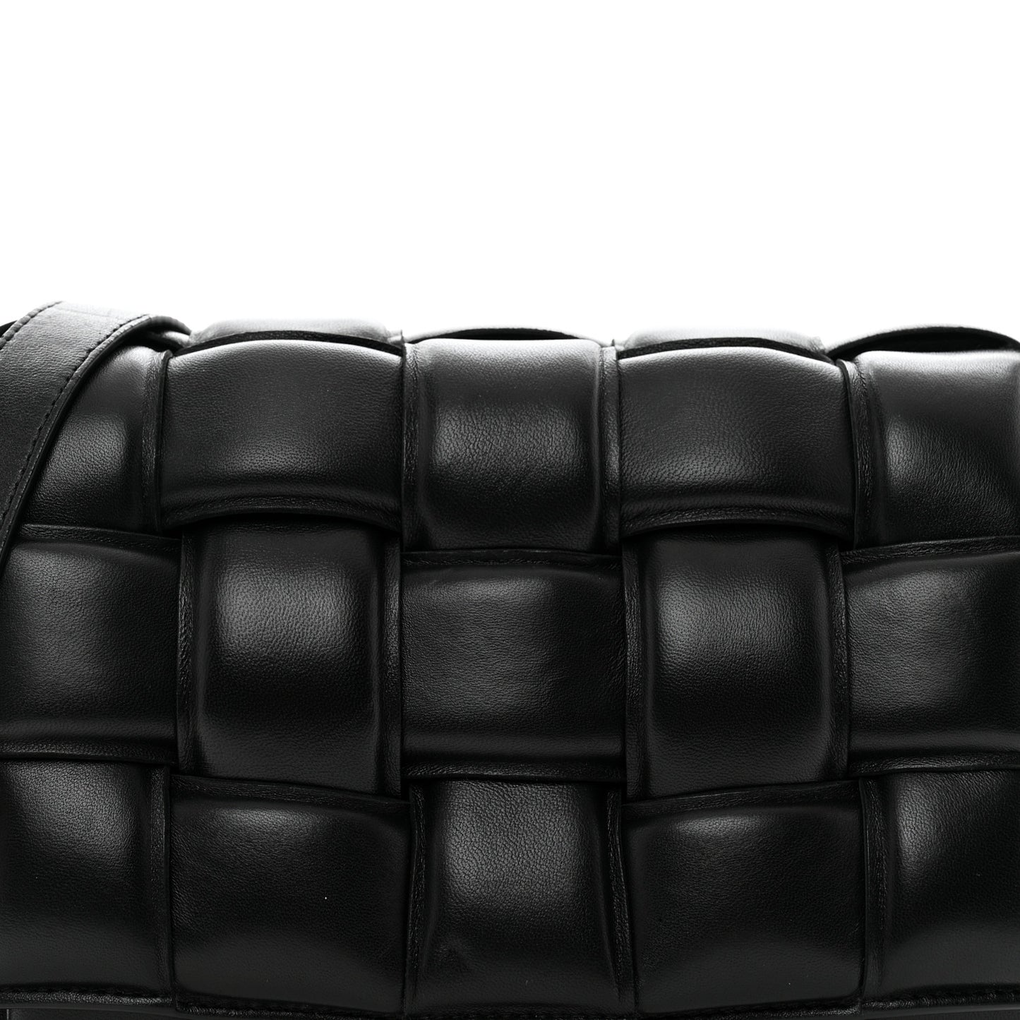 Nappa Maxi Intreccio Padded Cassette Crossbody Bag Black