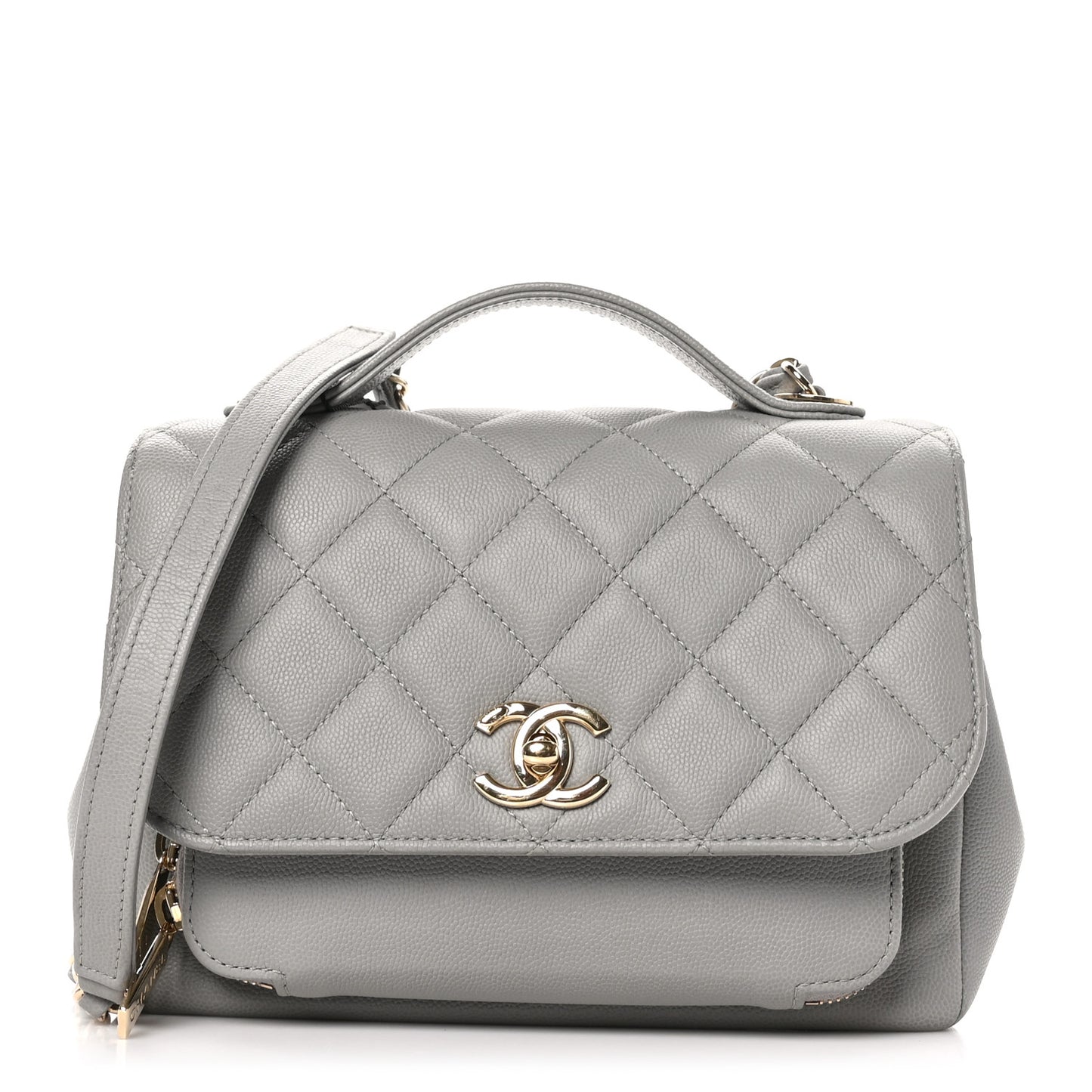 Caviar Quilted Medium Business Affinity Flap Grey