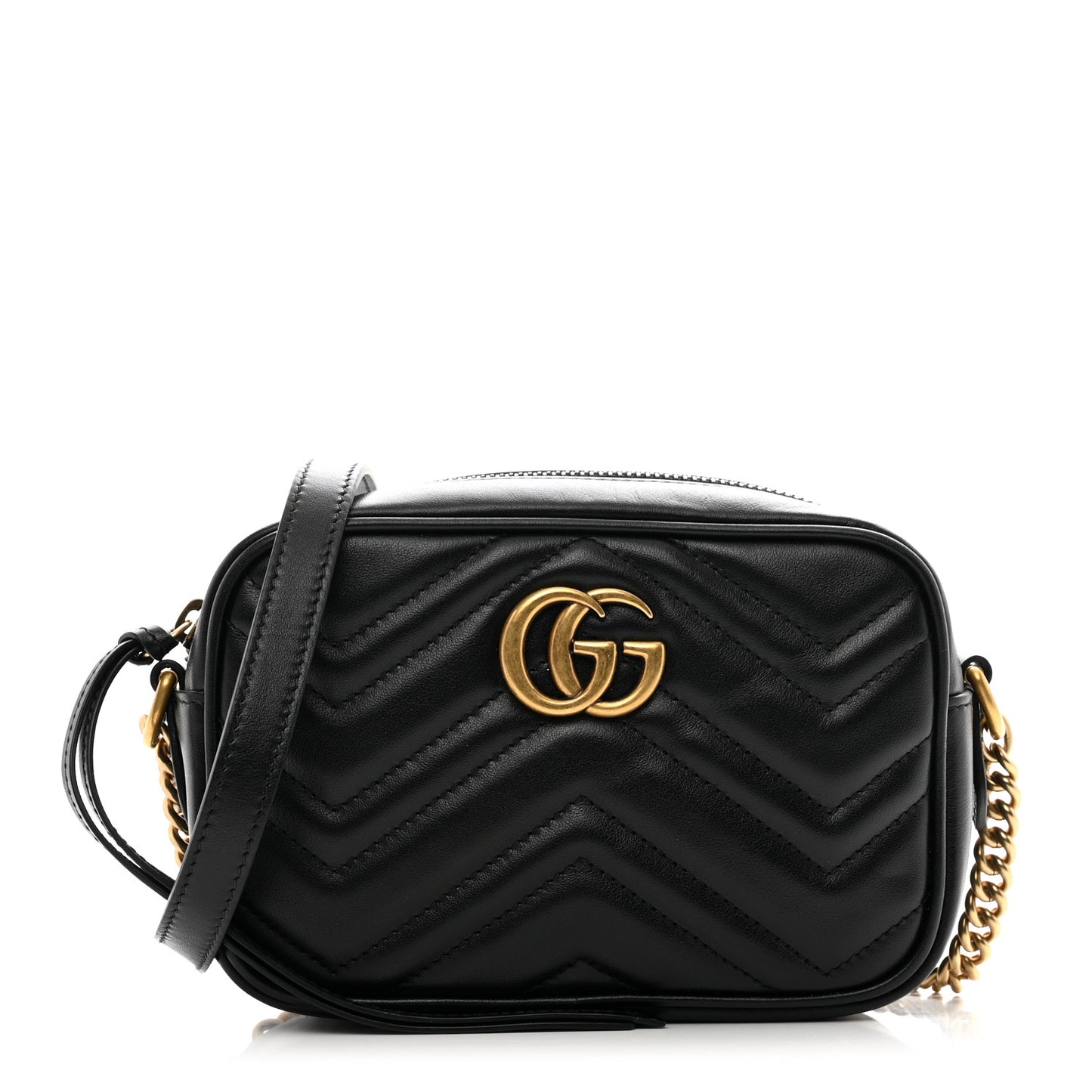 Calfskin Matelasse Mini GG Marmont Chain Shoulder Bag Black