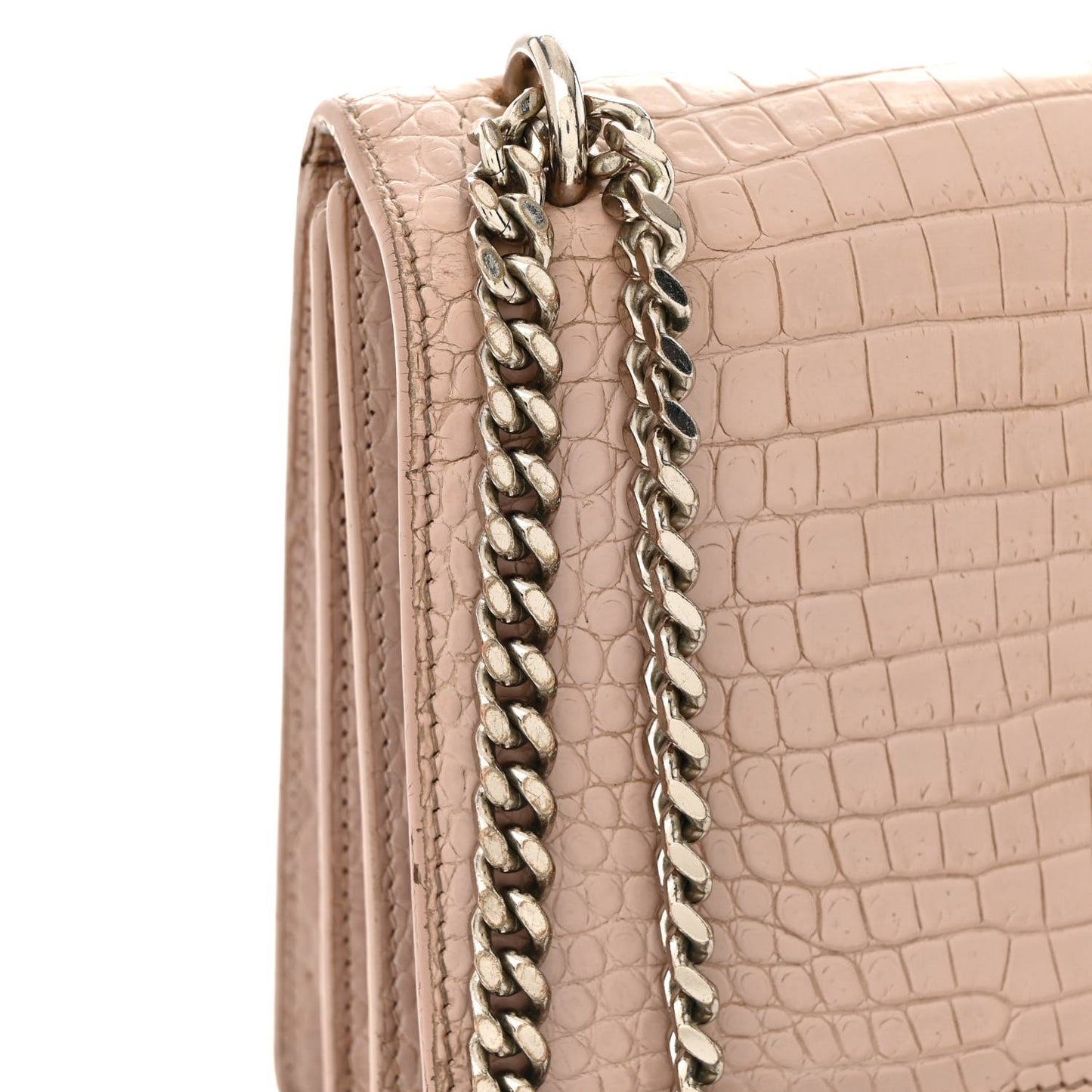 Calfskin Crocodile Embossed Medium Monogram Sunset Rose Antic