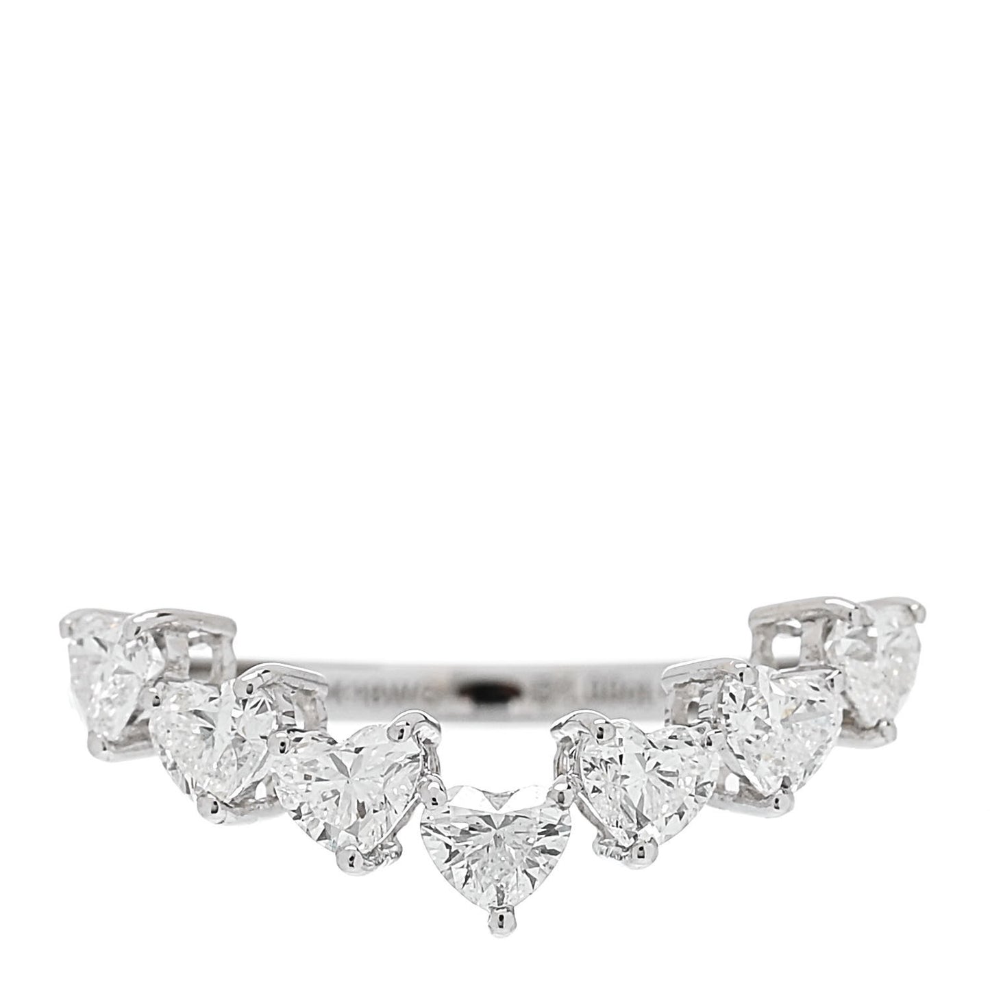 18K White Gold Diamond 1.00ctw Heart Cut Curved Ring 54 7