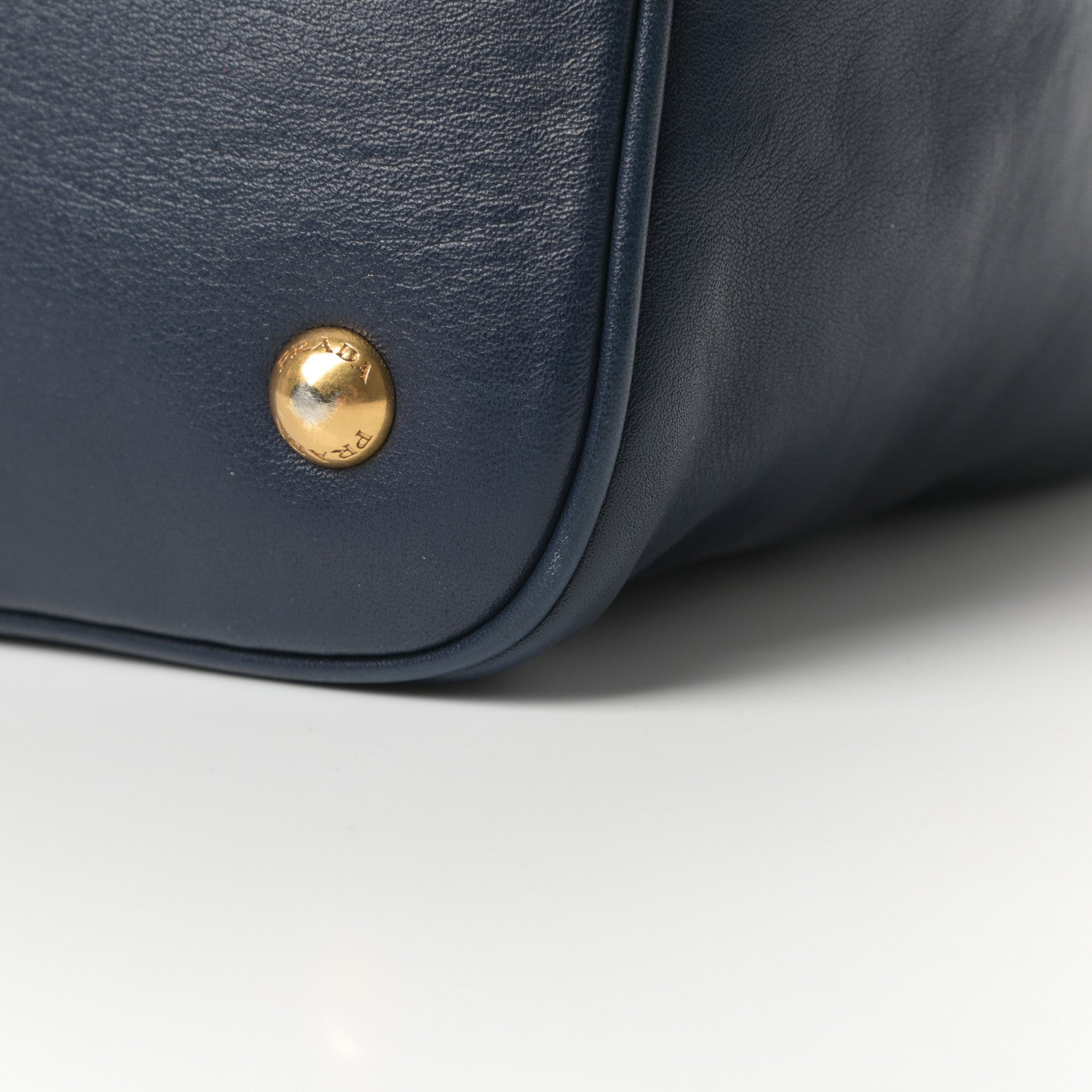 Prada Soft Calfskin Shopping Tote Navy 11 of 14