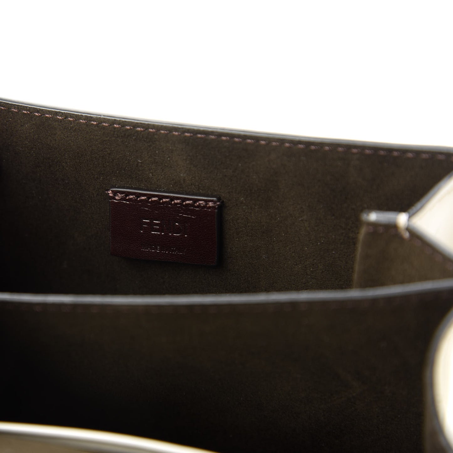 Vitello Vernice Mou Karligraphy Crossbody Bag Latte