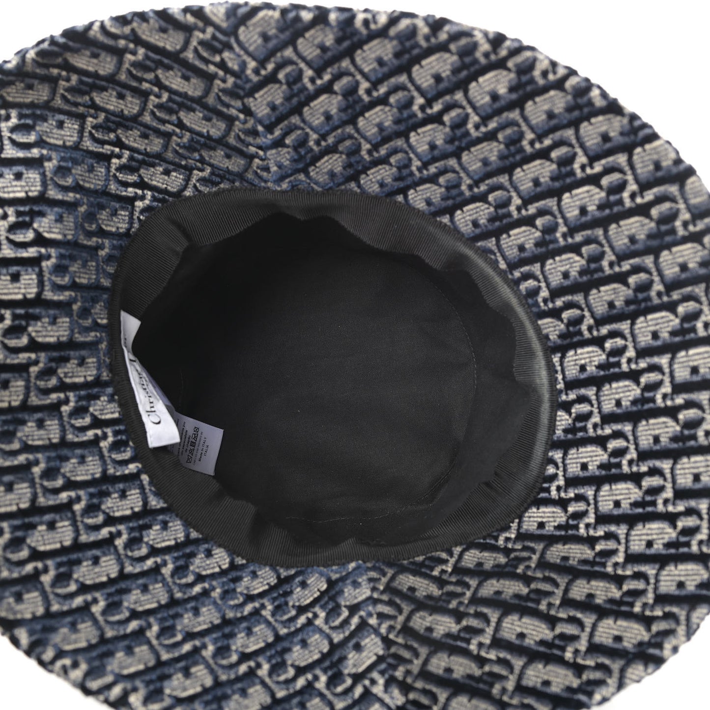Velvet Oblique Large Brim Bucket Hat 58 Bleu Marine