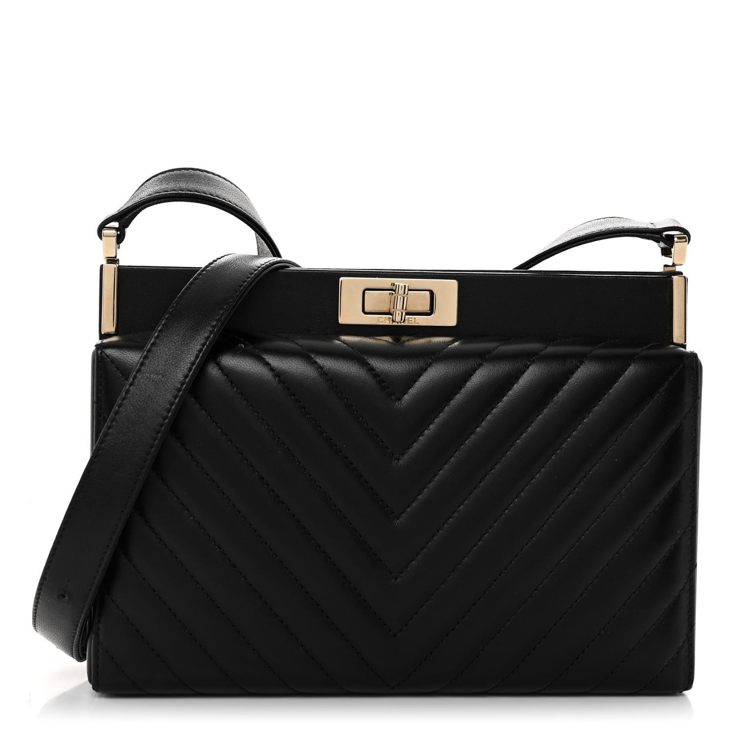 Lambskin Chevron Reissue Quilted Clutch Bag Black