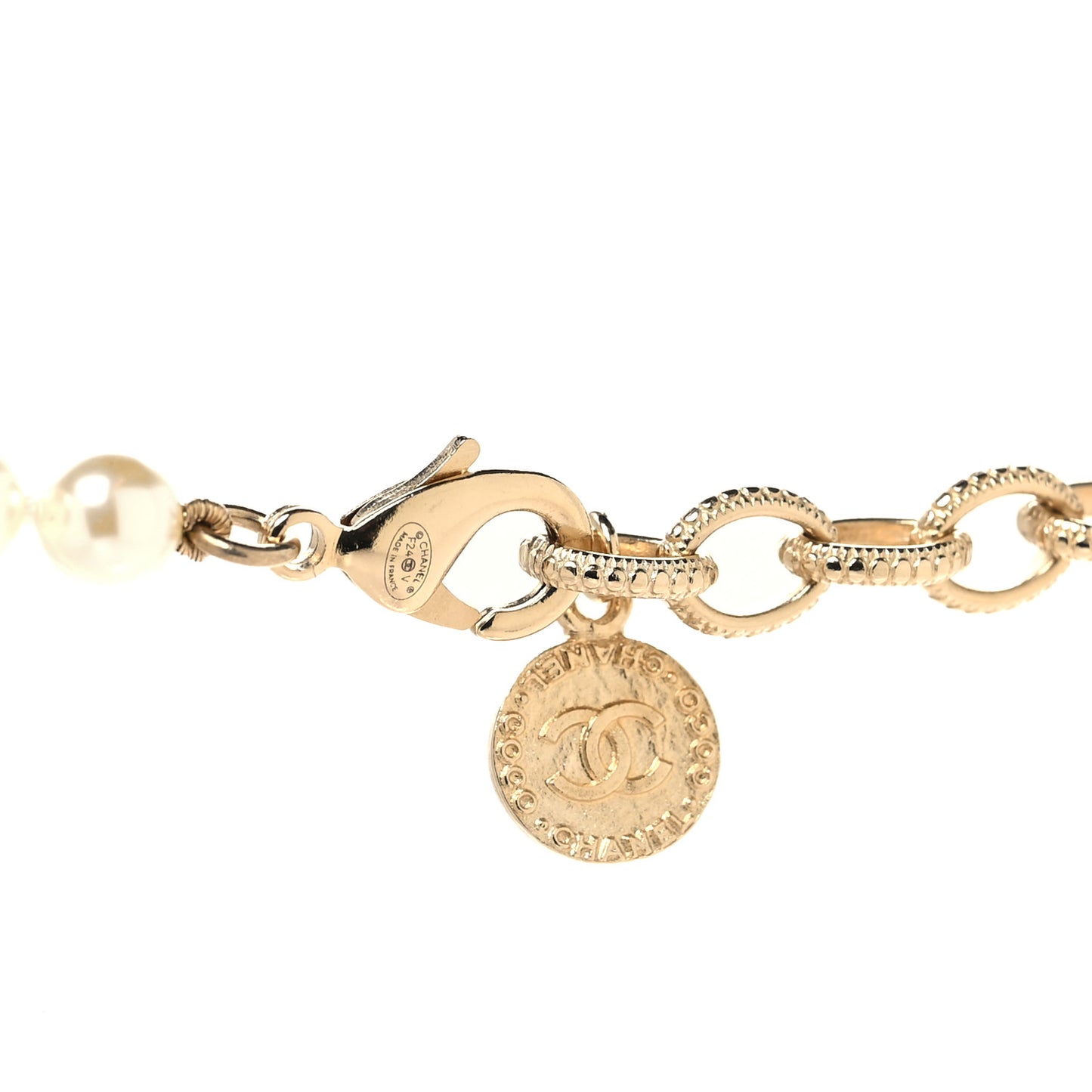 Pearl CC 100th Anniversary Necklace Light Gold
