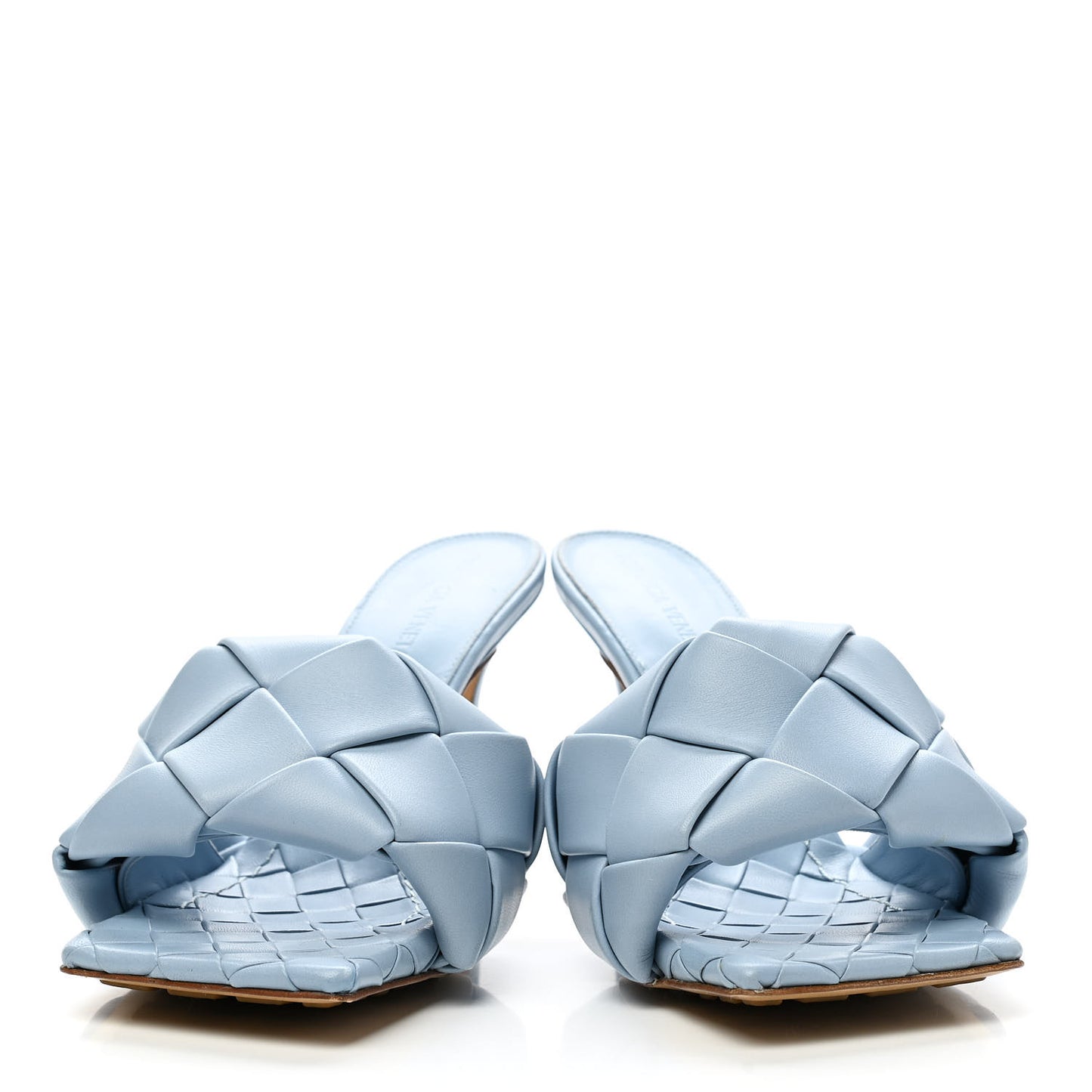 Nappa Maxi Intrecciato Lido Mule Sandals 37.5 Ice
